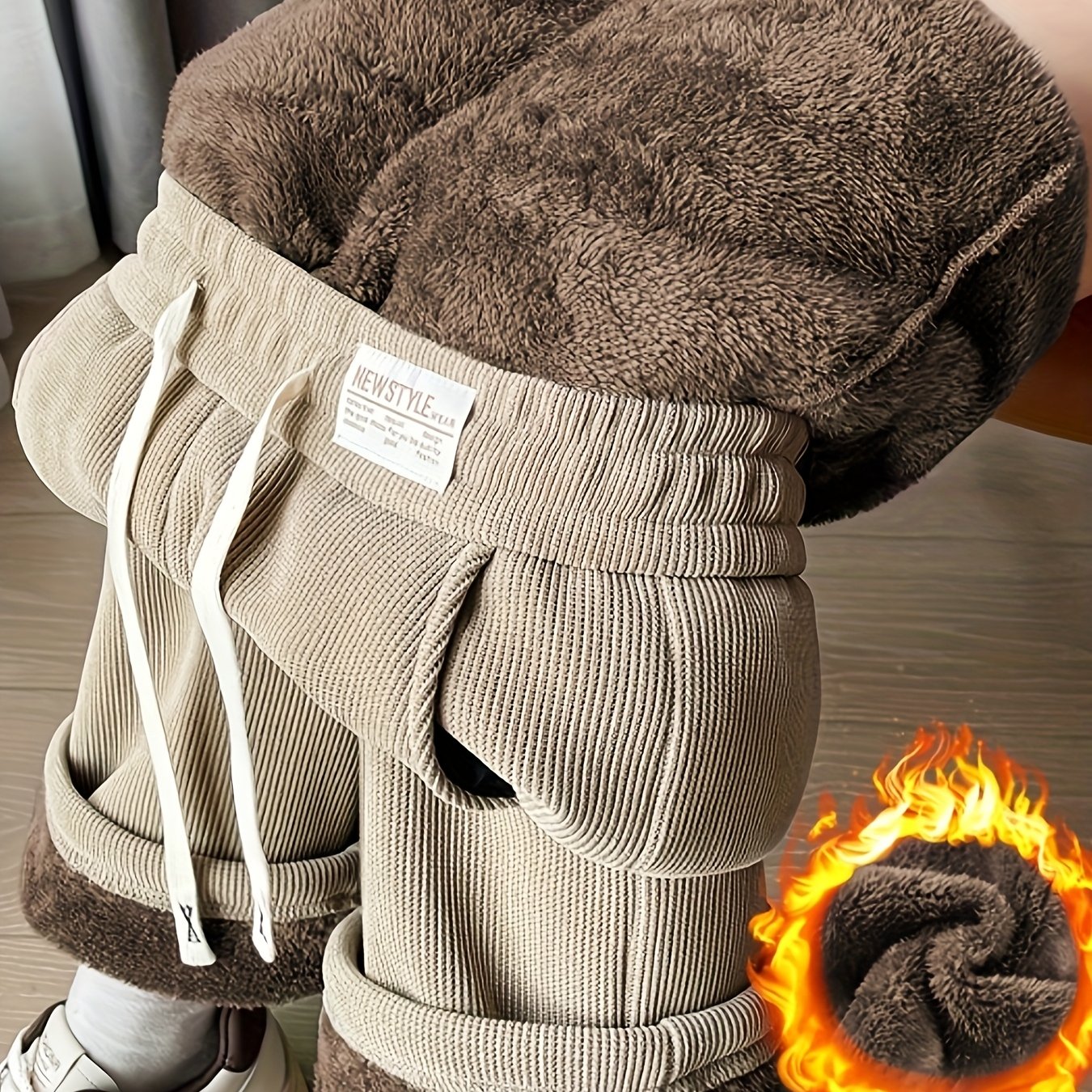 Cerelia™ | Fleece-Lined Corduroy Wide-Leg Lounge Pants