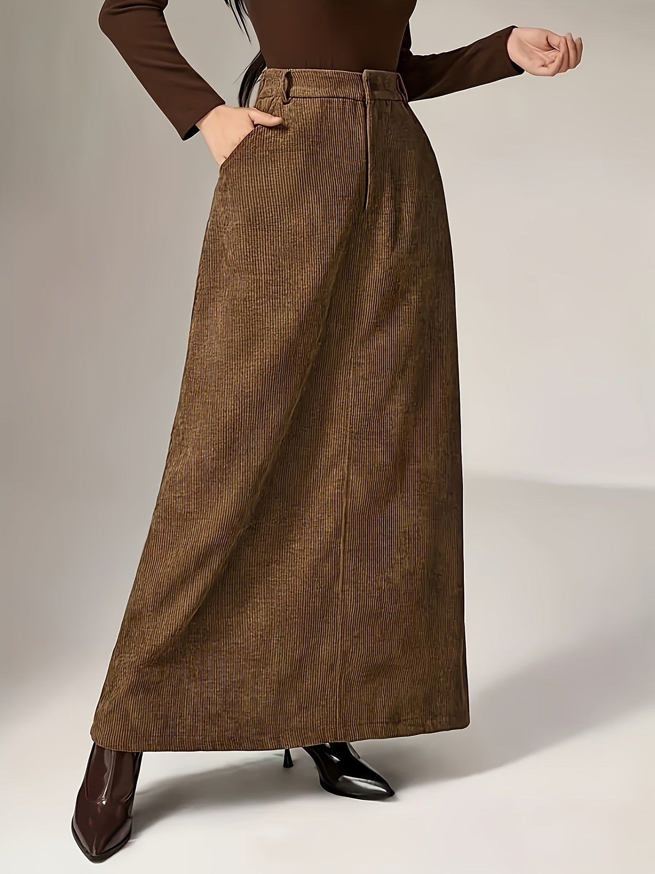 Silvia™ | Corduroy High-Waist Straight Maxi Skirt