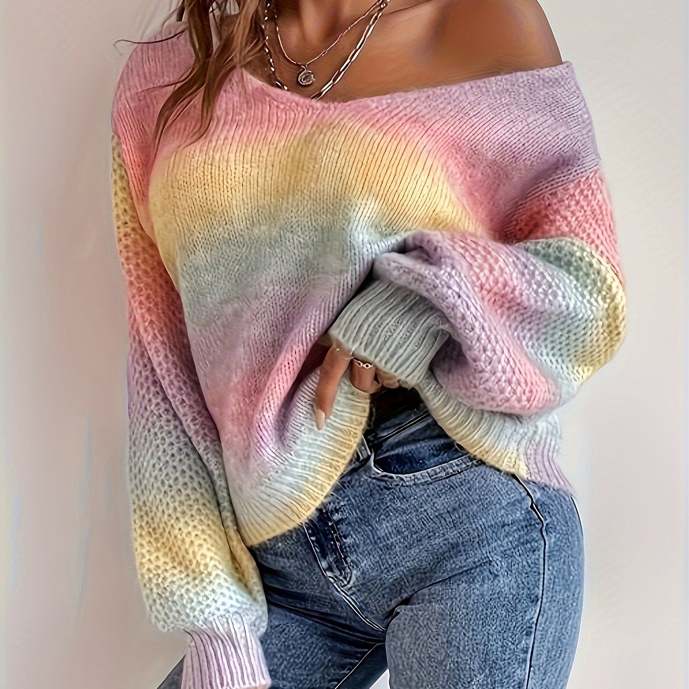 Lilou™ | Casual V-Neck Sweater, Colorful Elegance