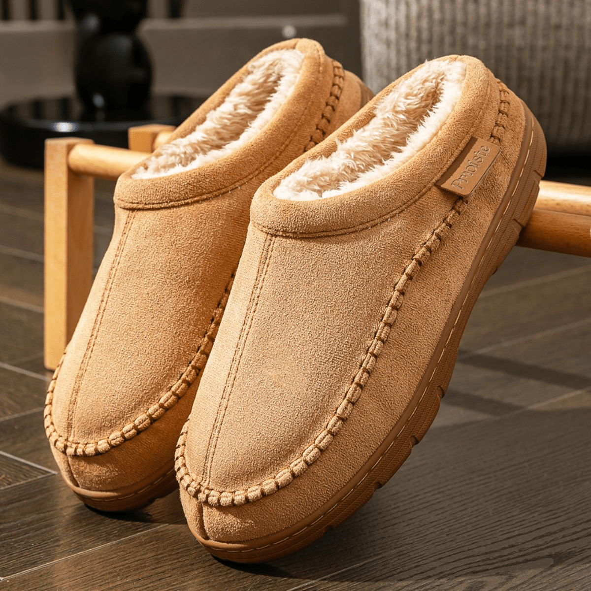 Corwin™ | Faux-fur lined suede clog slippers