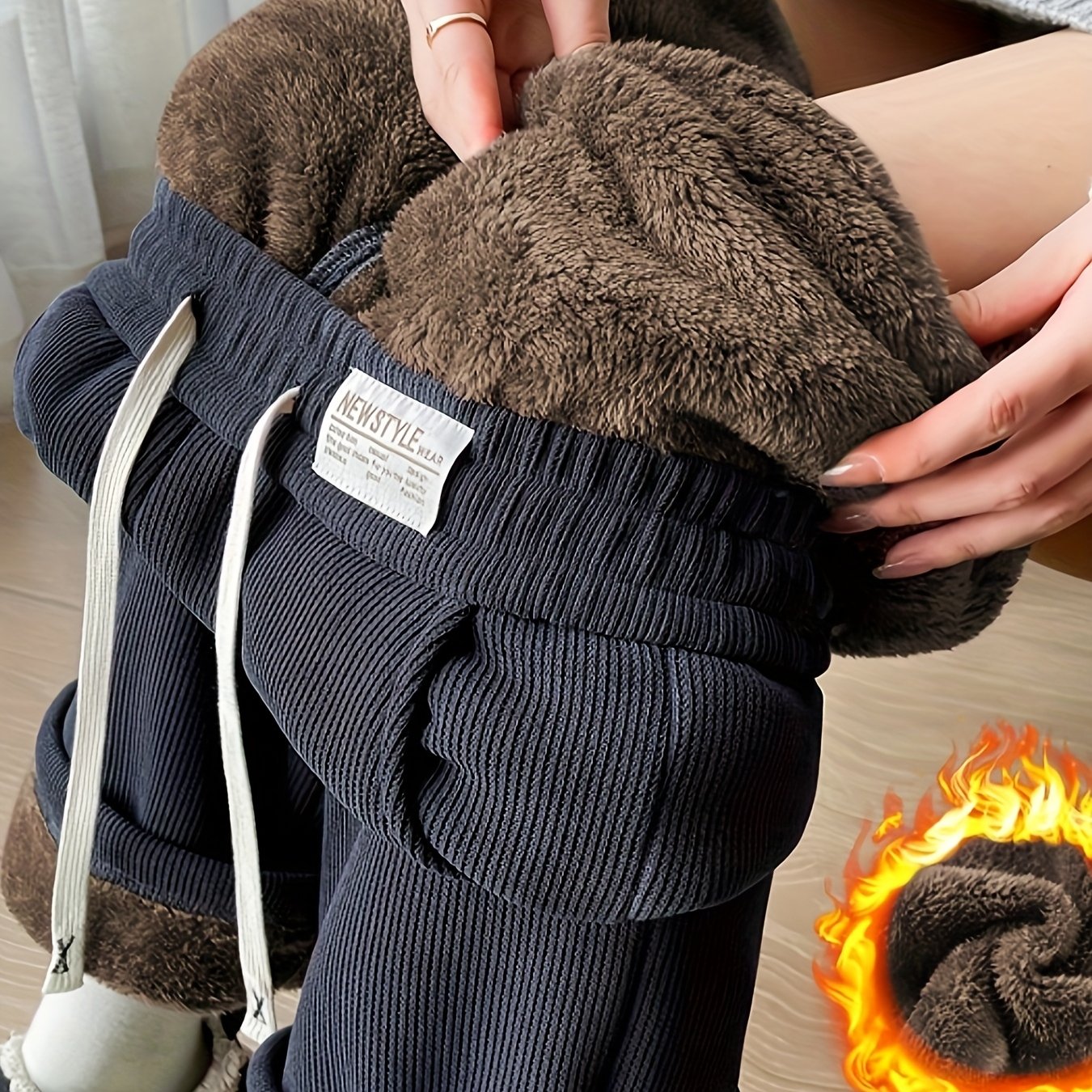 Cerelia™ | Fleece-Lined Corduroy Wide-Leg Lounge Pants