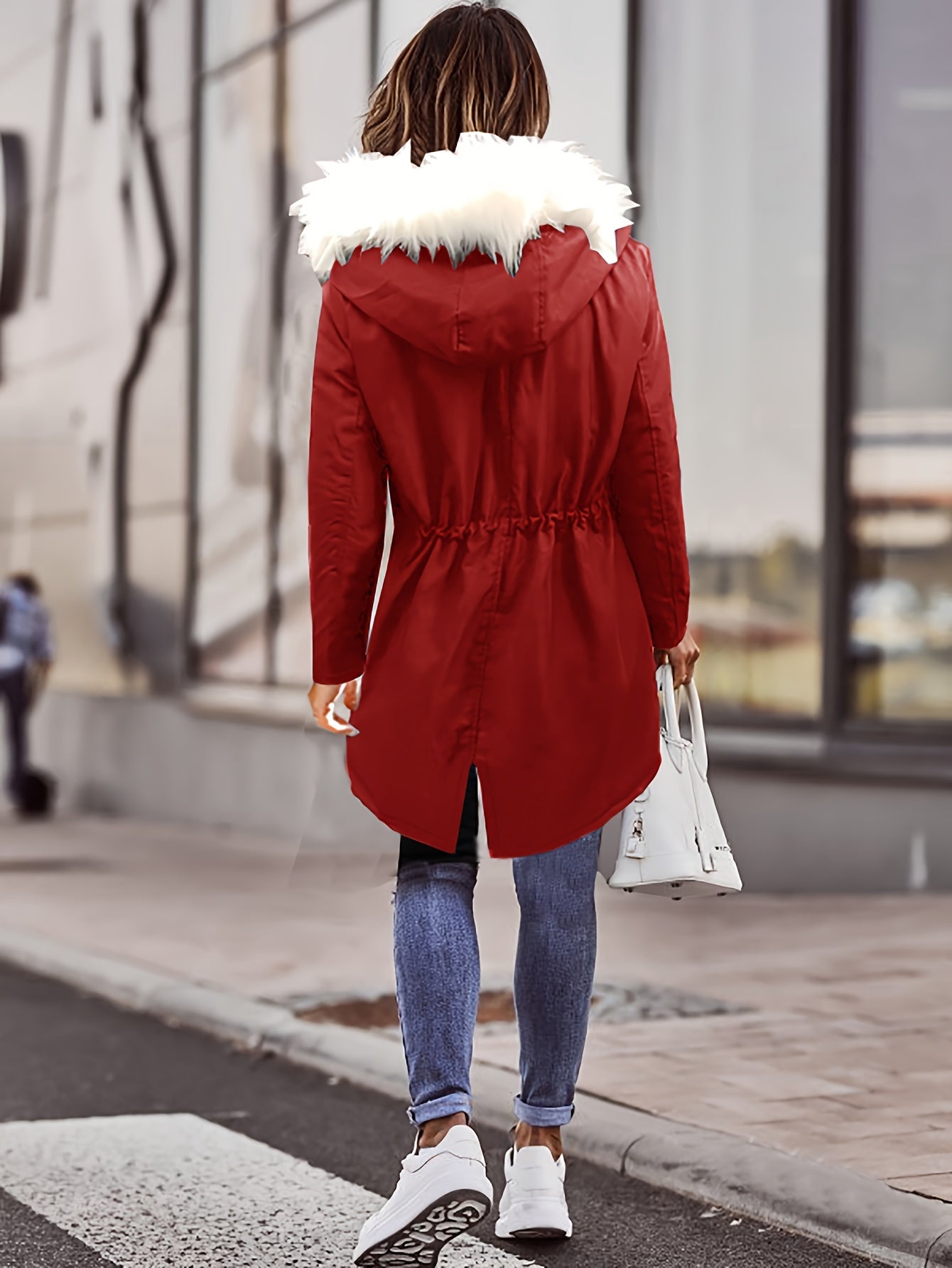 Tiara™ | Plush-Hood Drawstring-Waist Parka Coat