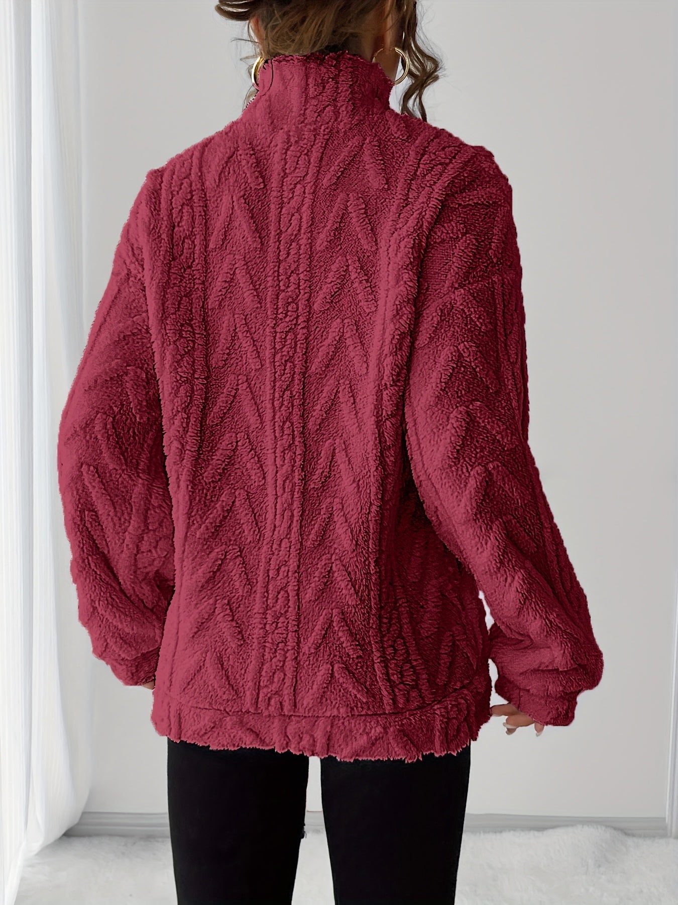 Charline™ | Textured Sherpa Half-Zip Pullover