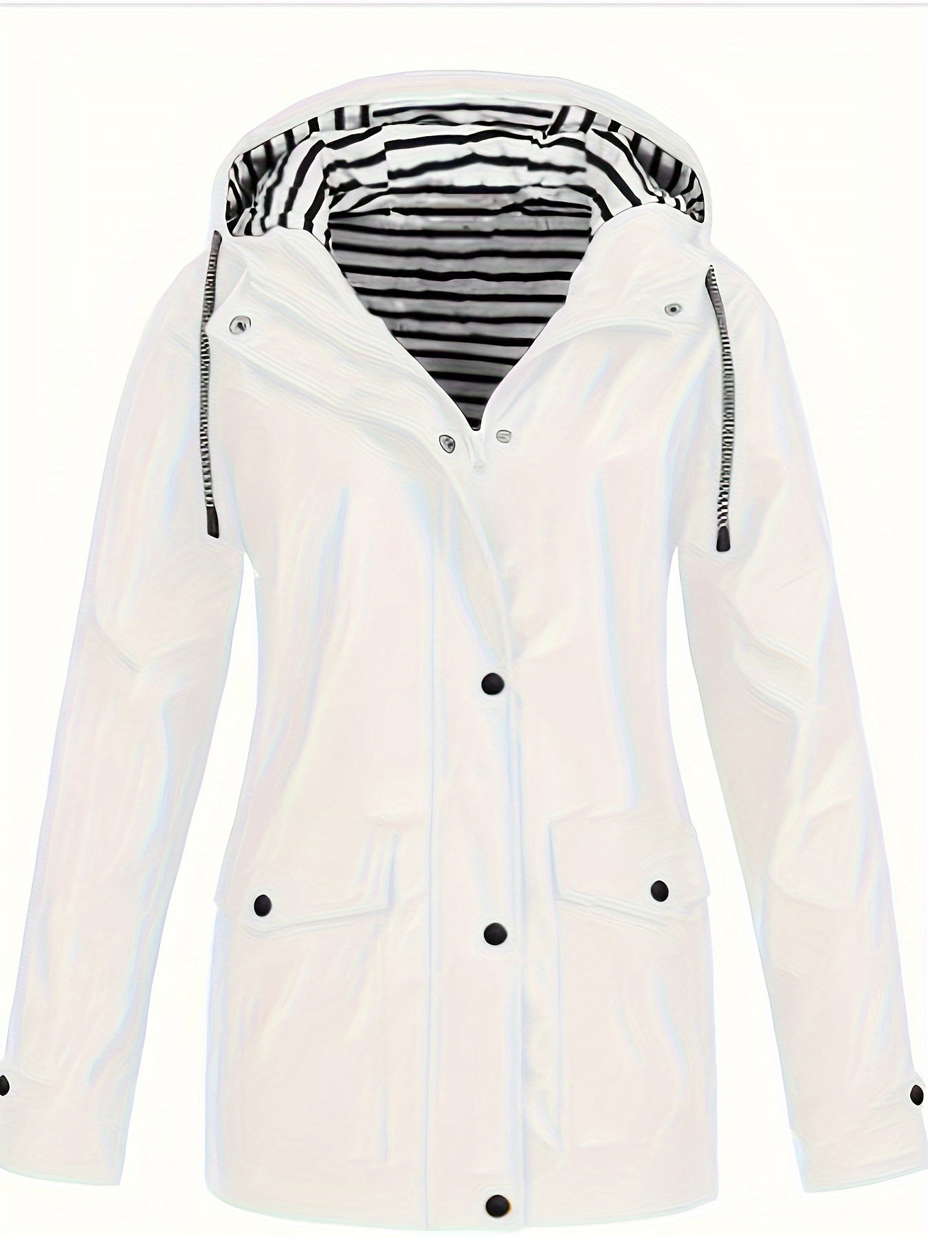 Zelda™ | Striped-Lined Drawstring Hooded Rain Parka Jacket