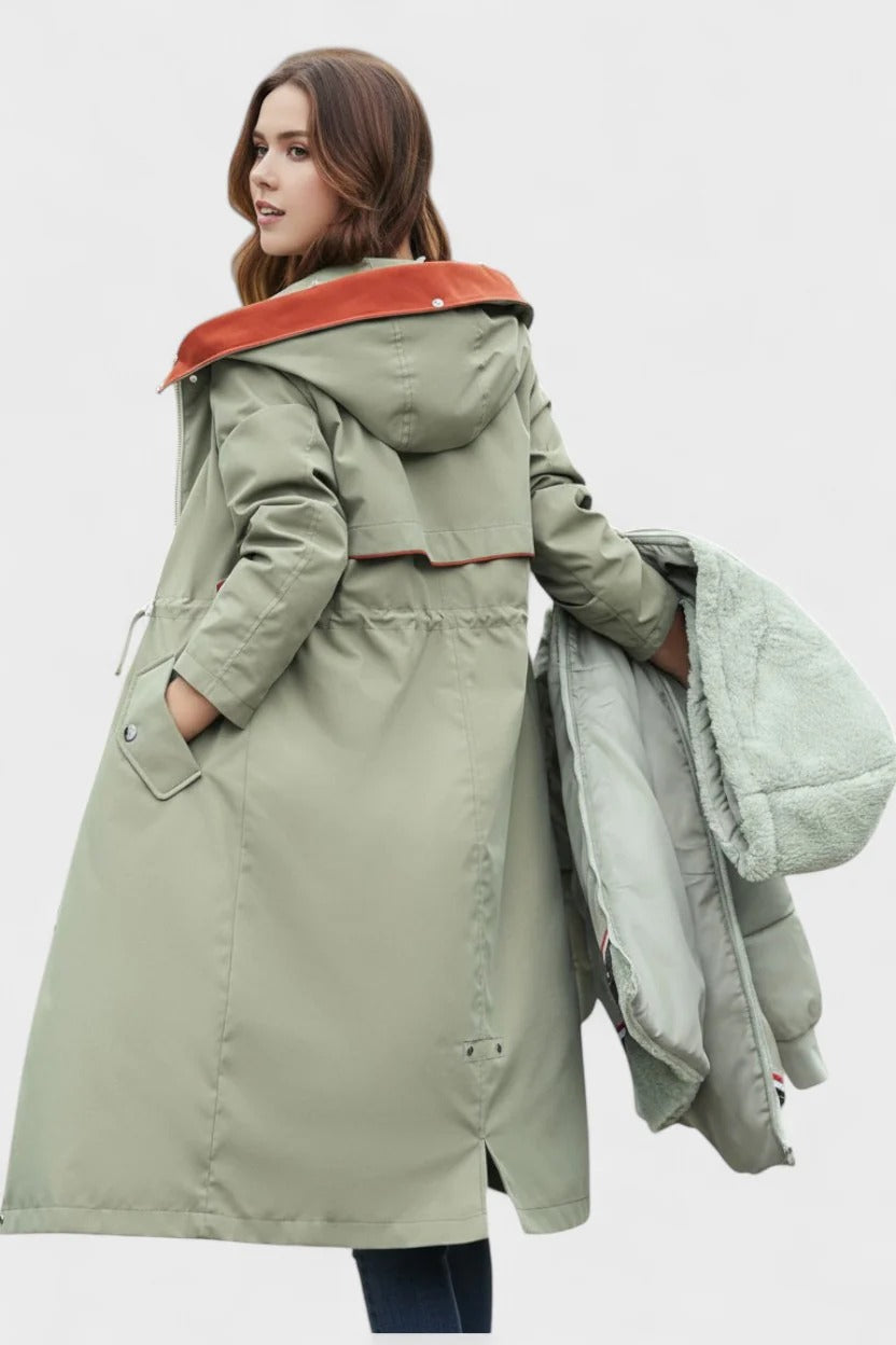 Diora™ | Faux-Fur Hood Drawstring-Waist Anorak Coat