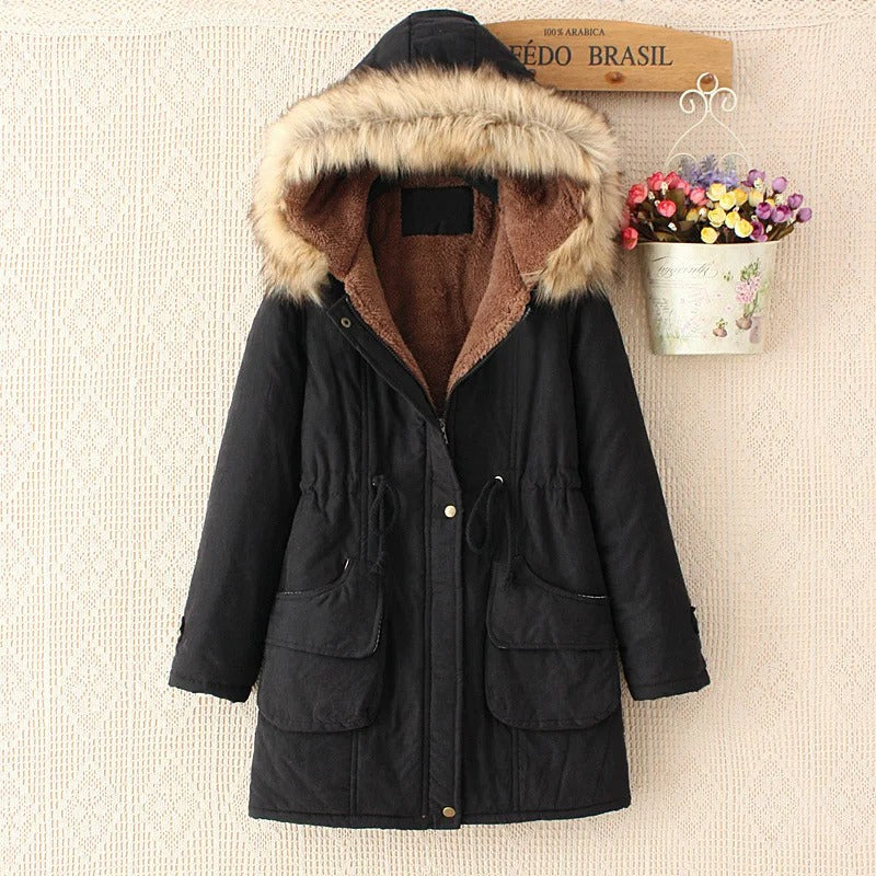 FERONA™ | Elegant Coat with Faux Fur Hood