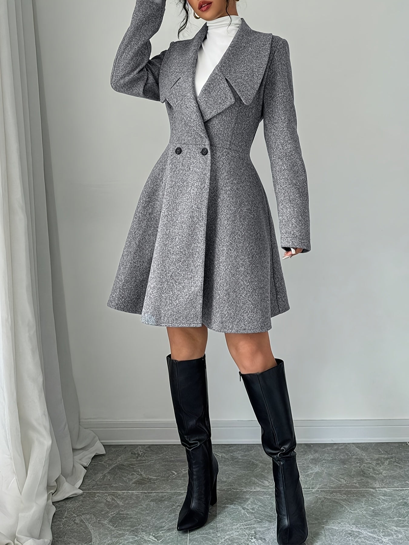 Talia™ | Waterfall Lapel A-Line Dress Coat
