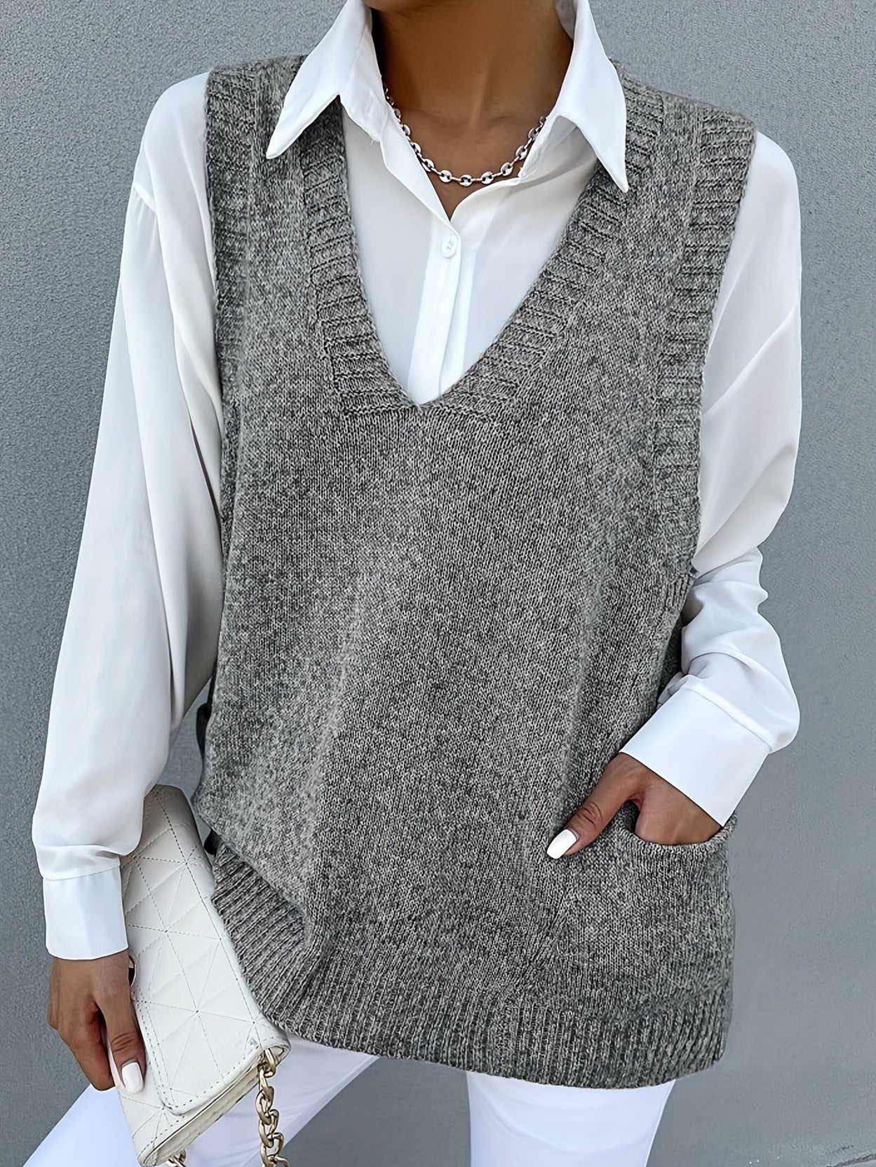 Melissa™ | Double-Fleece V-Neck sweater vest