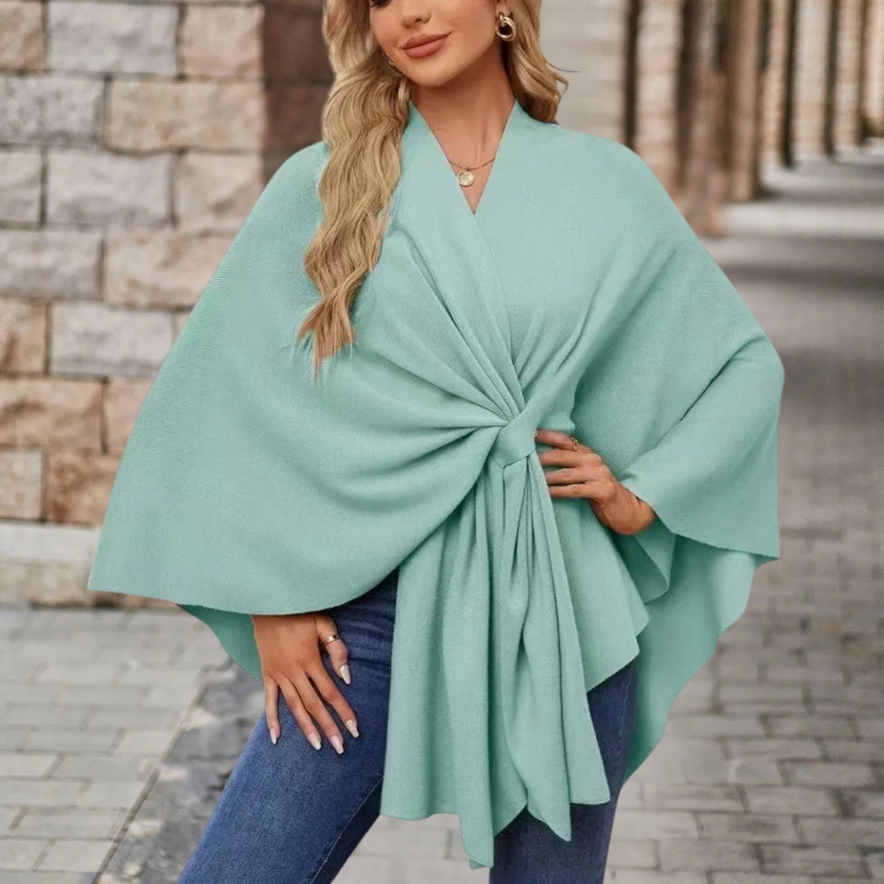 Raphaela™ | Hem Draped Poncho Cape