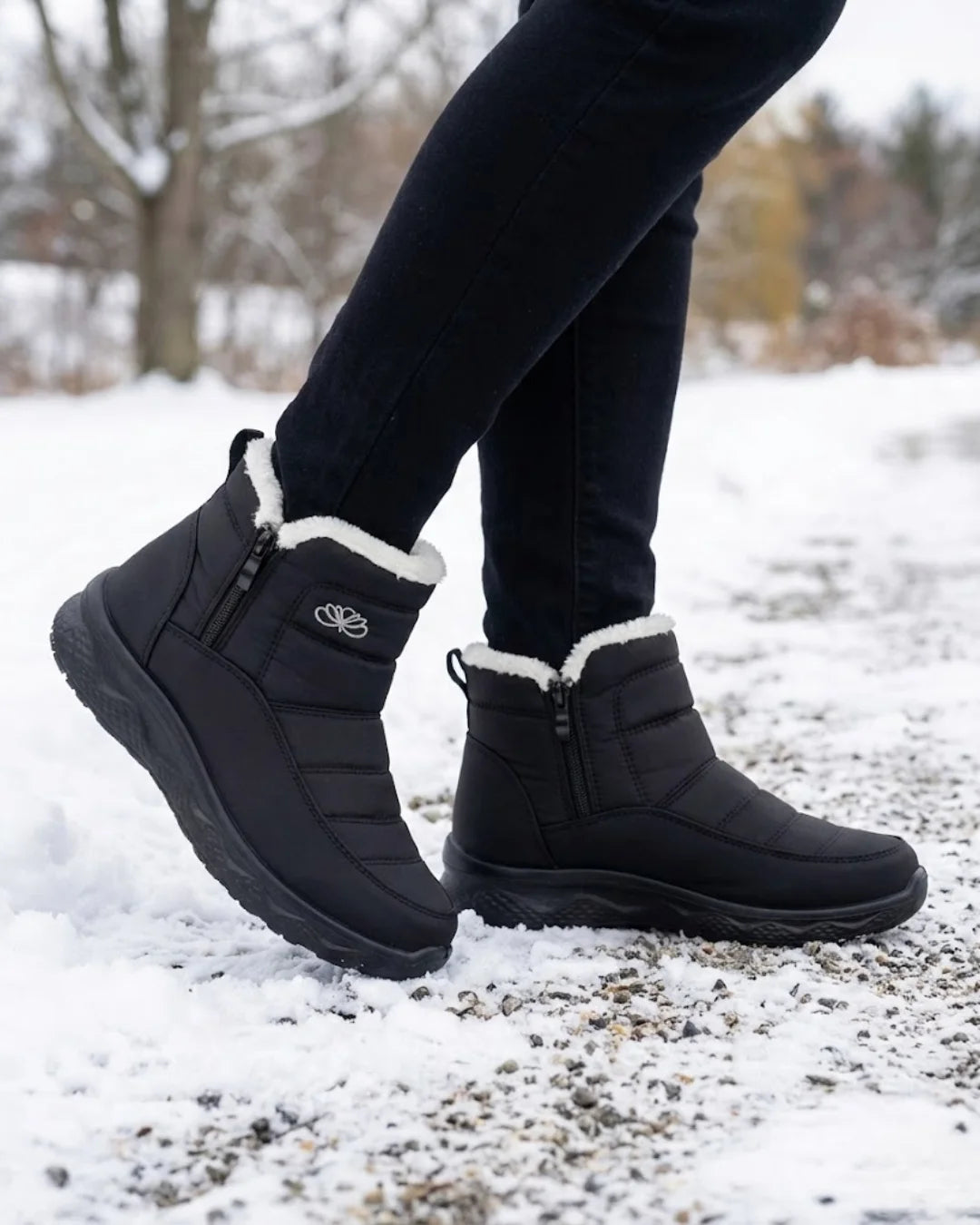 Odile™ | Quilted side-zip faux-fur winter ankle boots