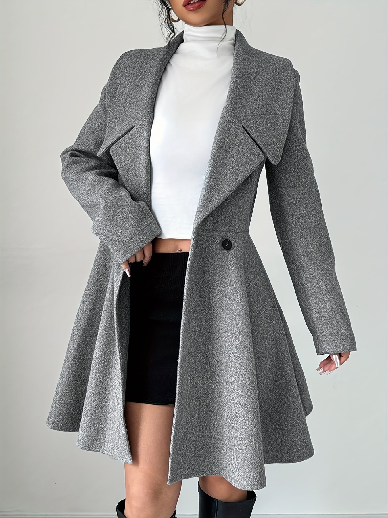 Talia™ | Waterfall Lapel A-Line Dress Coat