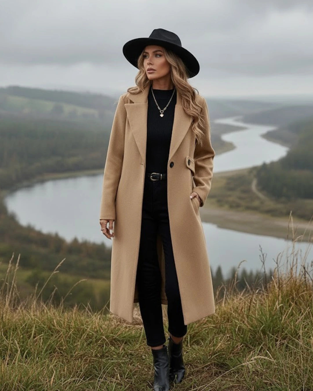 Mery™ | Notched-Lapel Button-Tab Tailored Coat