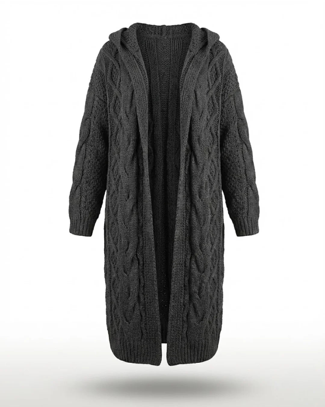 Hester™ | Hooded Cable-Knit Long Cardigan