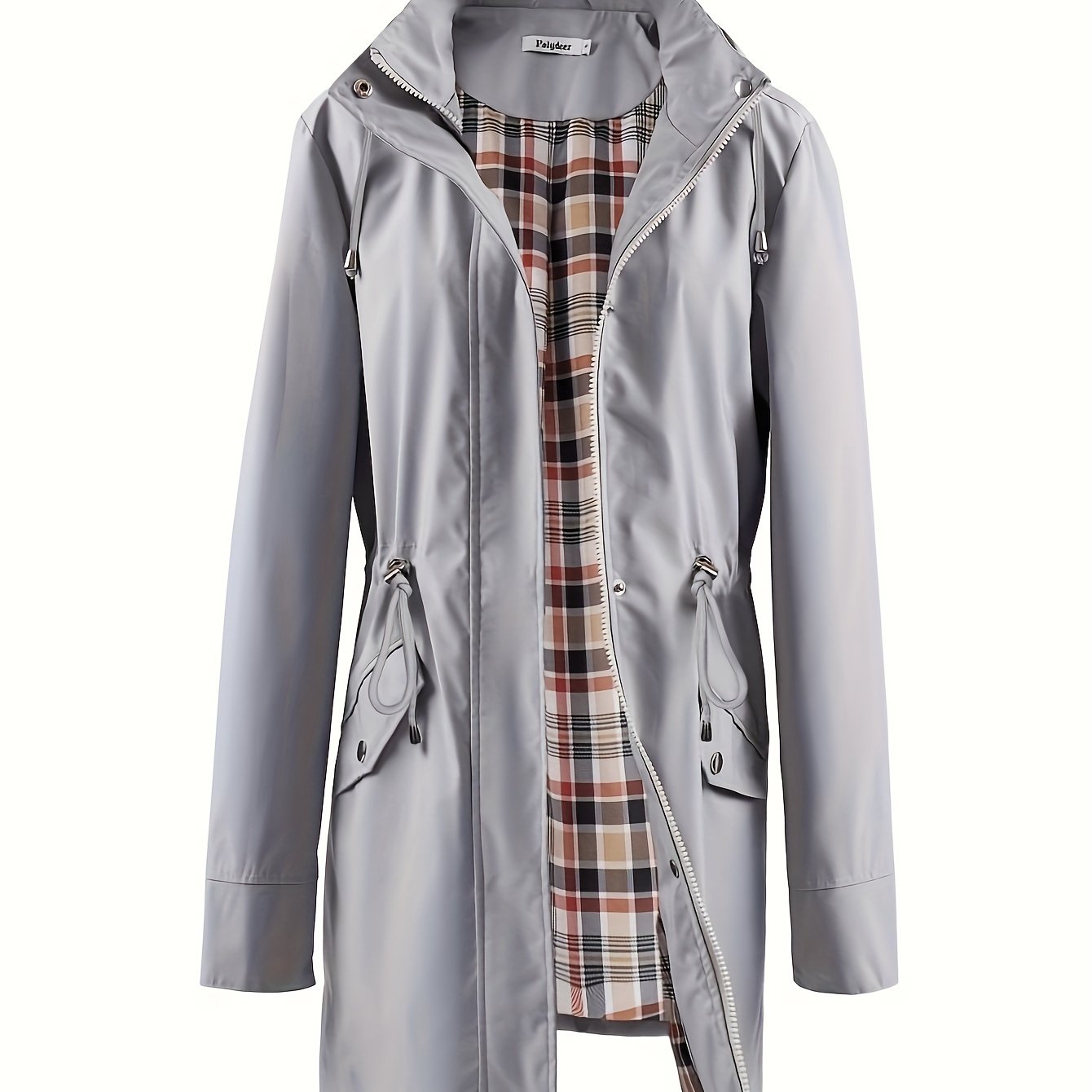 kouky™ | Waterproof Plaid-Lined Drawstring-Waist Parka Coat