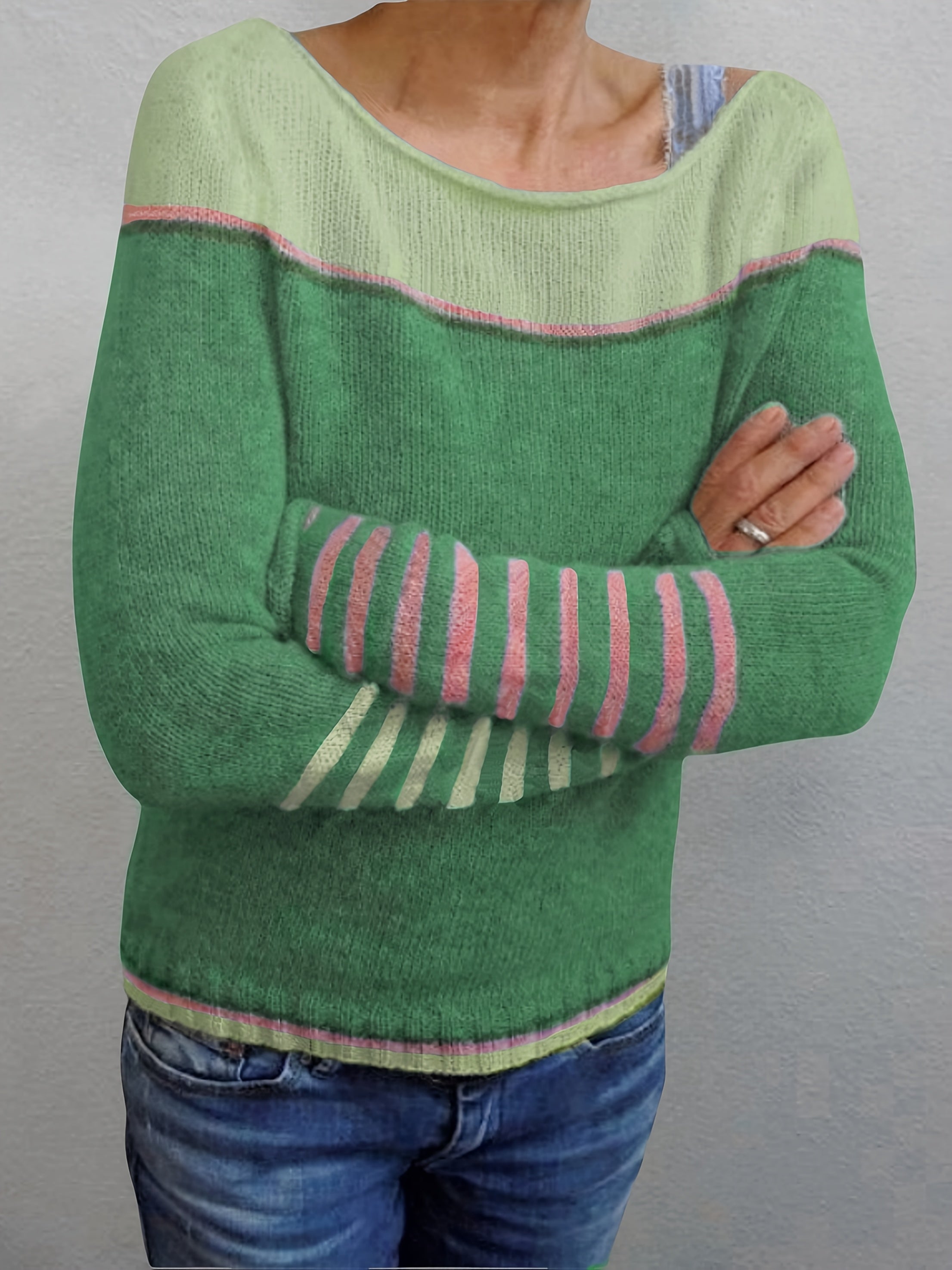 Leila™ | Casual Striped and Color Block Sweater