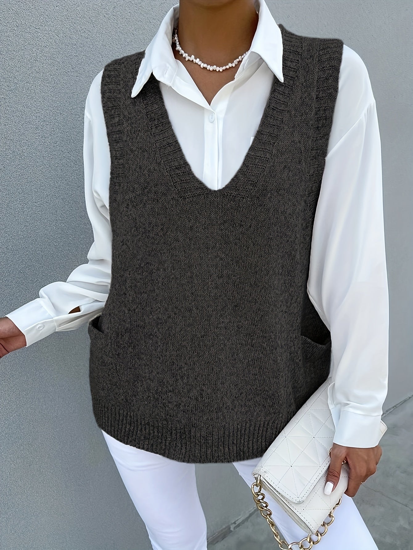Melissa™ | Double-Fleece V-Neck sweater vest