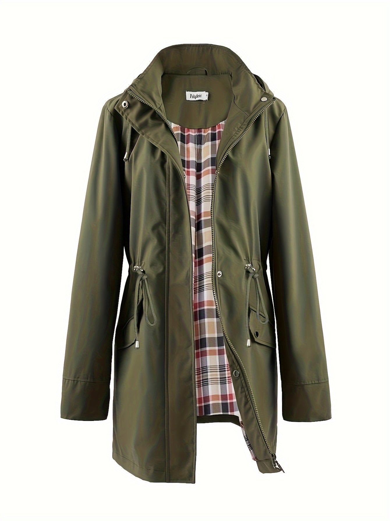kouky™ | Waterproof Plaid-Lined Drawstring-Waist Parka Coat