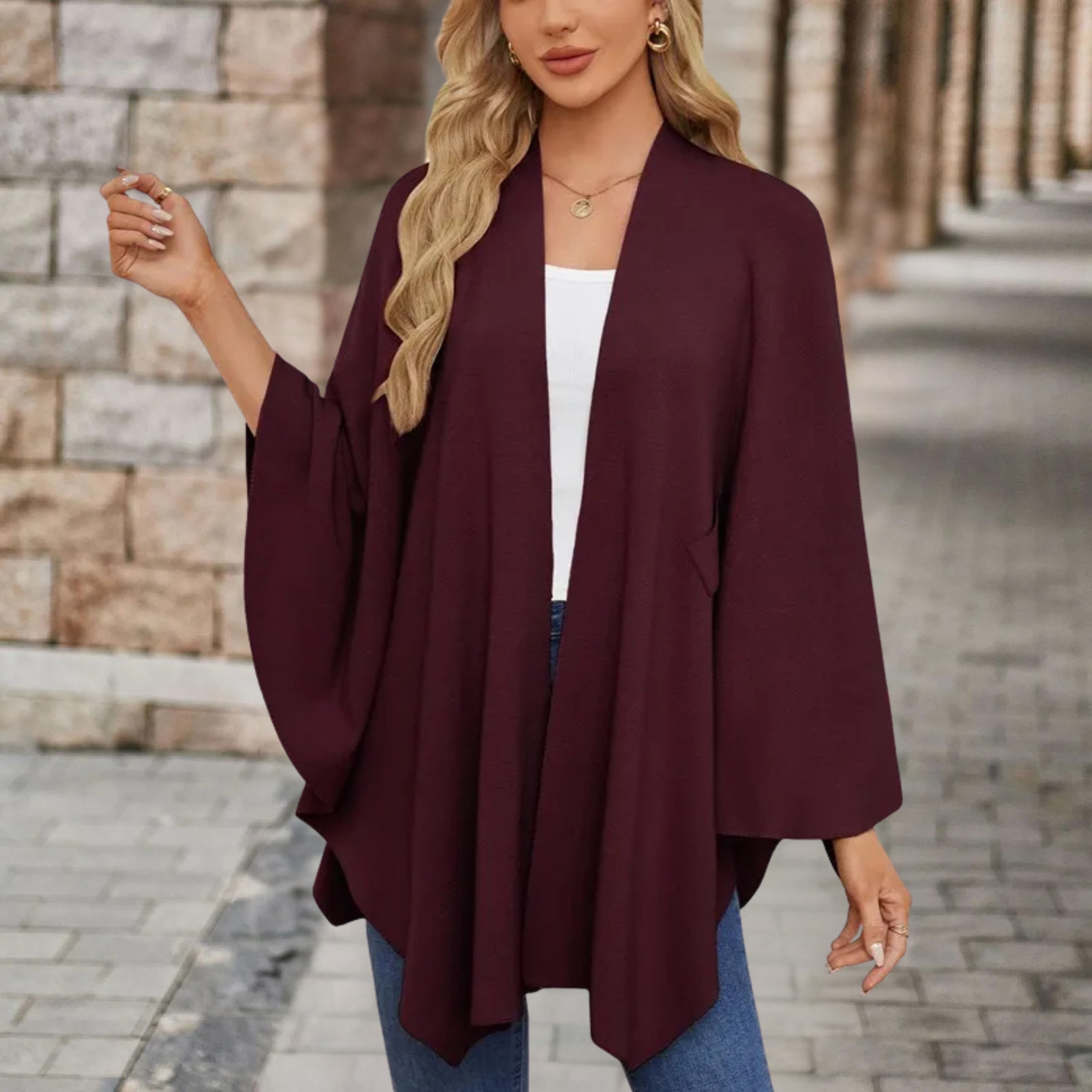 Raphaela™ | Hem Draped Poncho Cape
