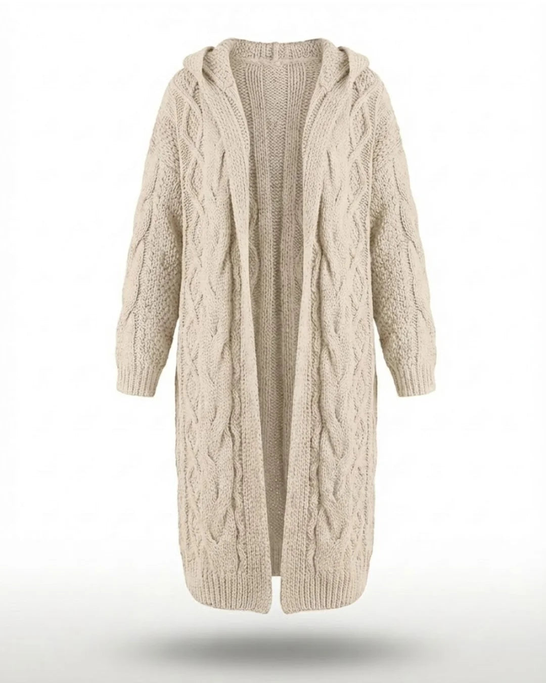 Hester™ | Hooded Cable-Knit Long Cardigan