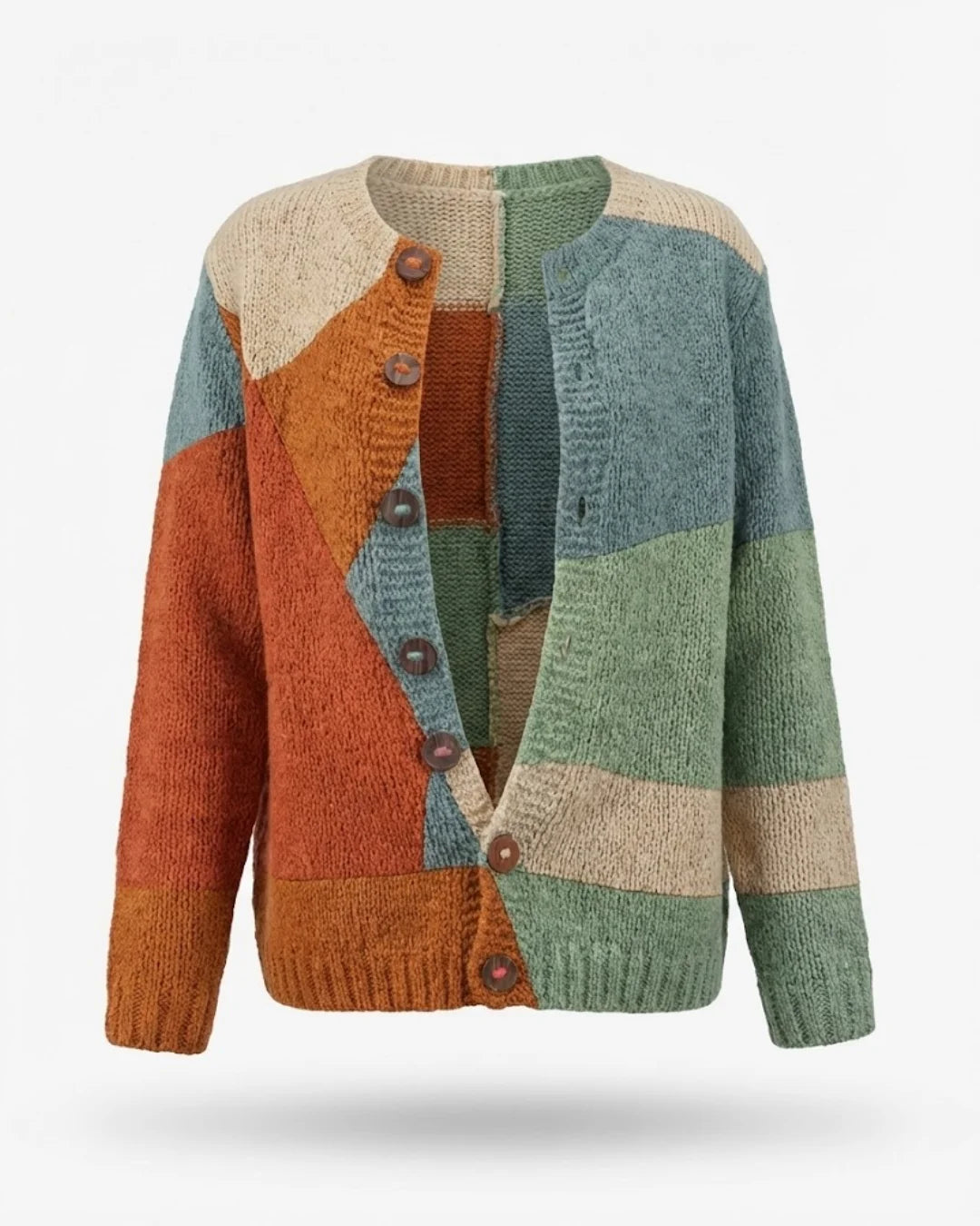 Ranna™ | Colorblock patchwork button-front cardigan