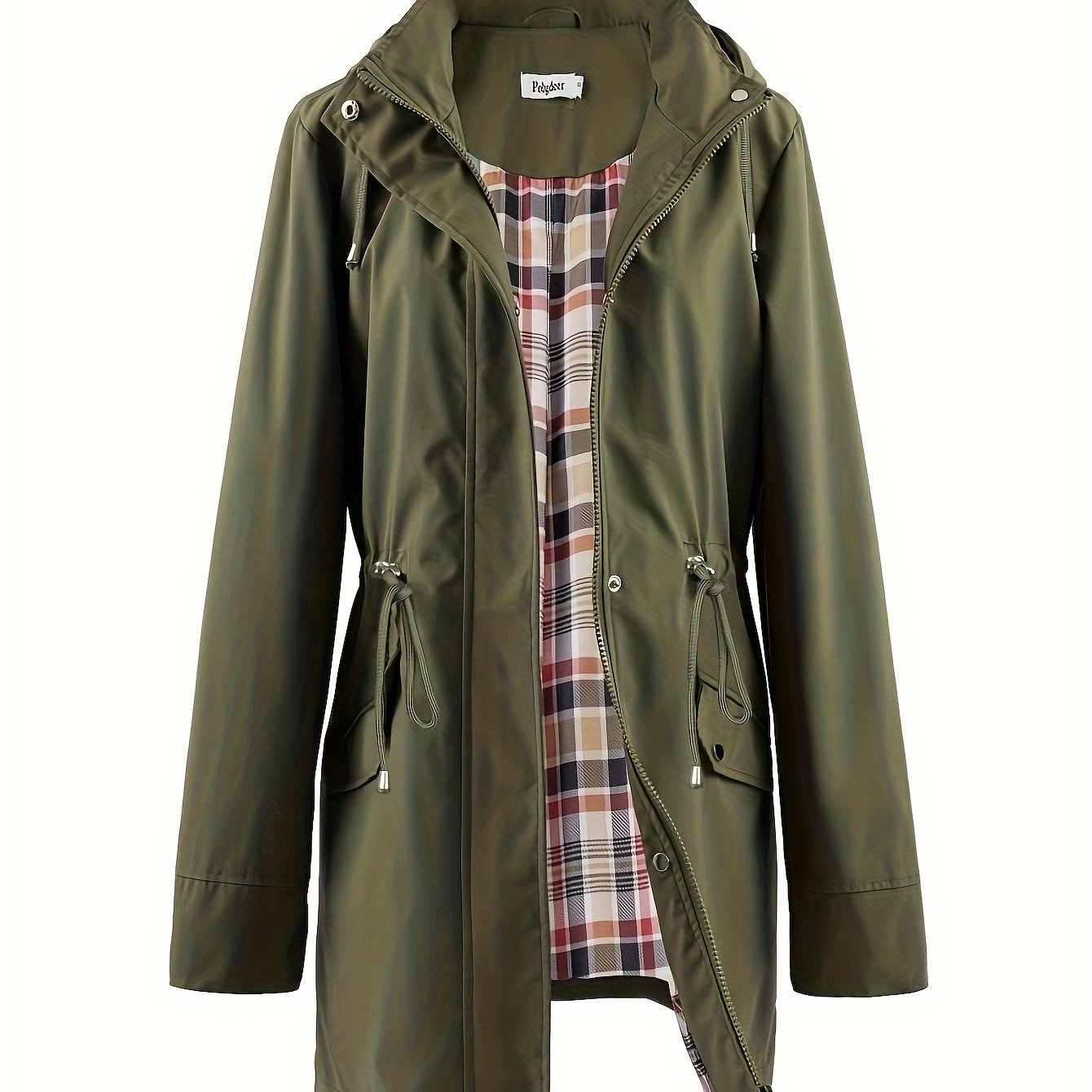 kouky™ | Waterproof Plaid-Lined Drawstring-Waist Parka Coat