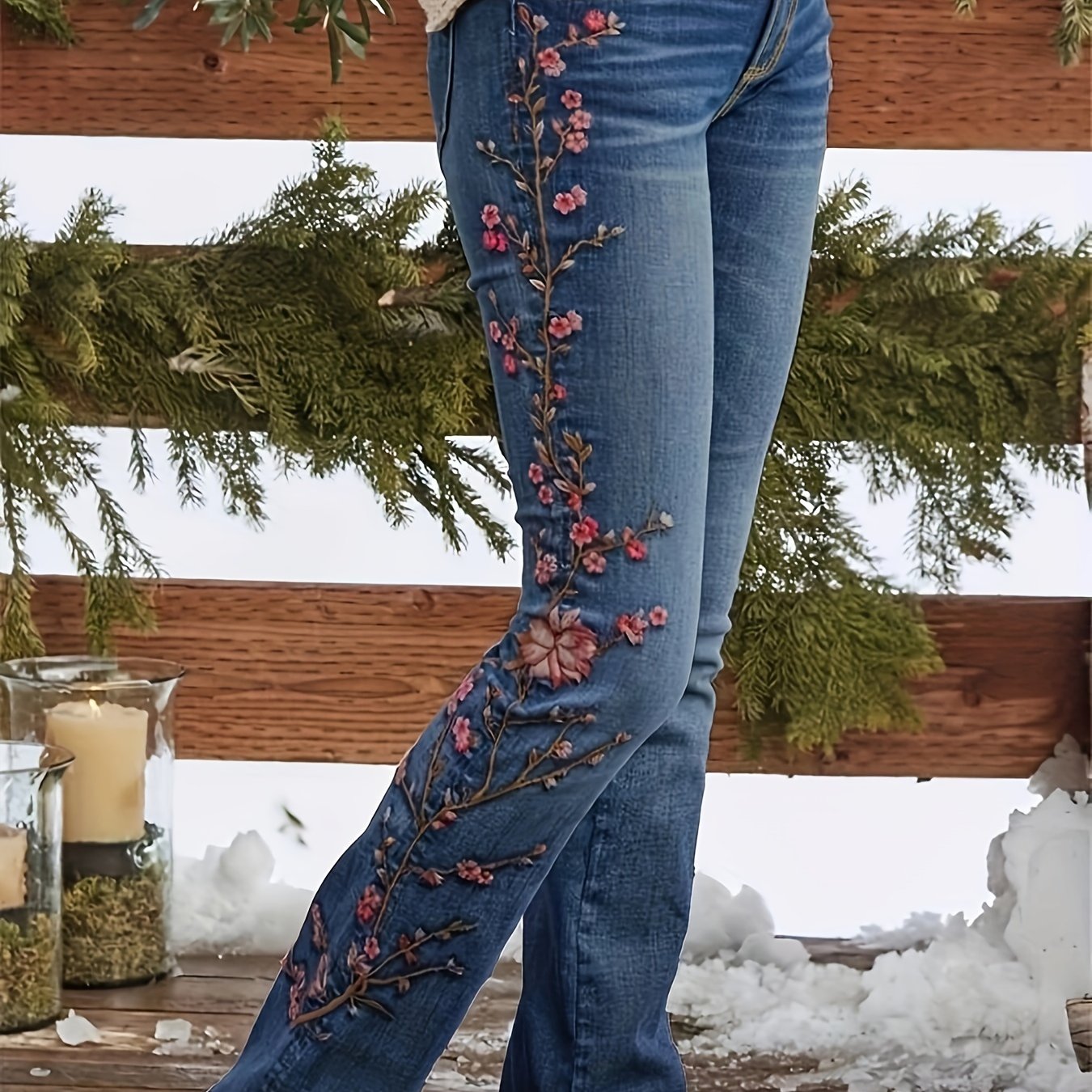Lenora™ | Elegant Vintage Jeans with Floral Embroidery