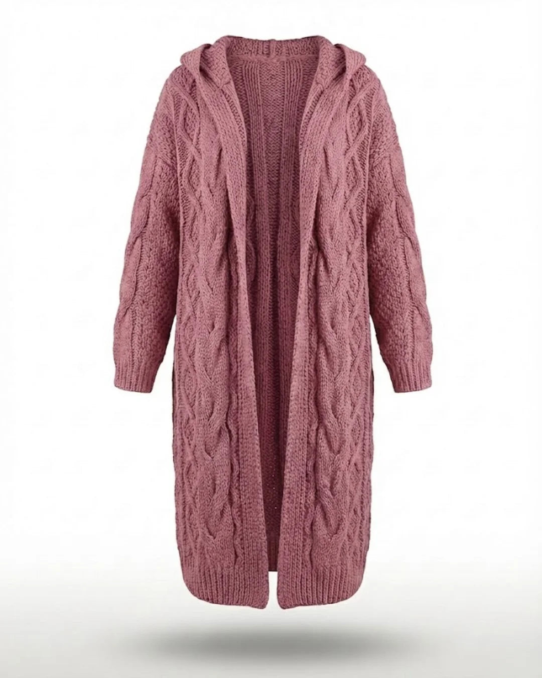 Hester™ | Hooded Cable-Knit Long Cardigan