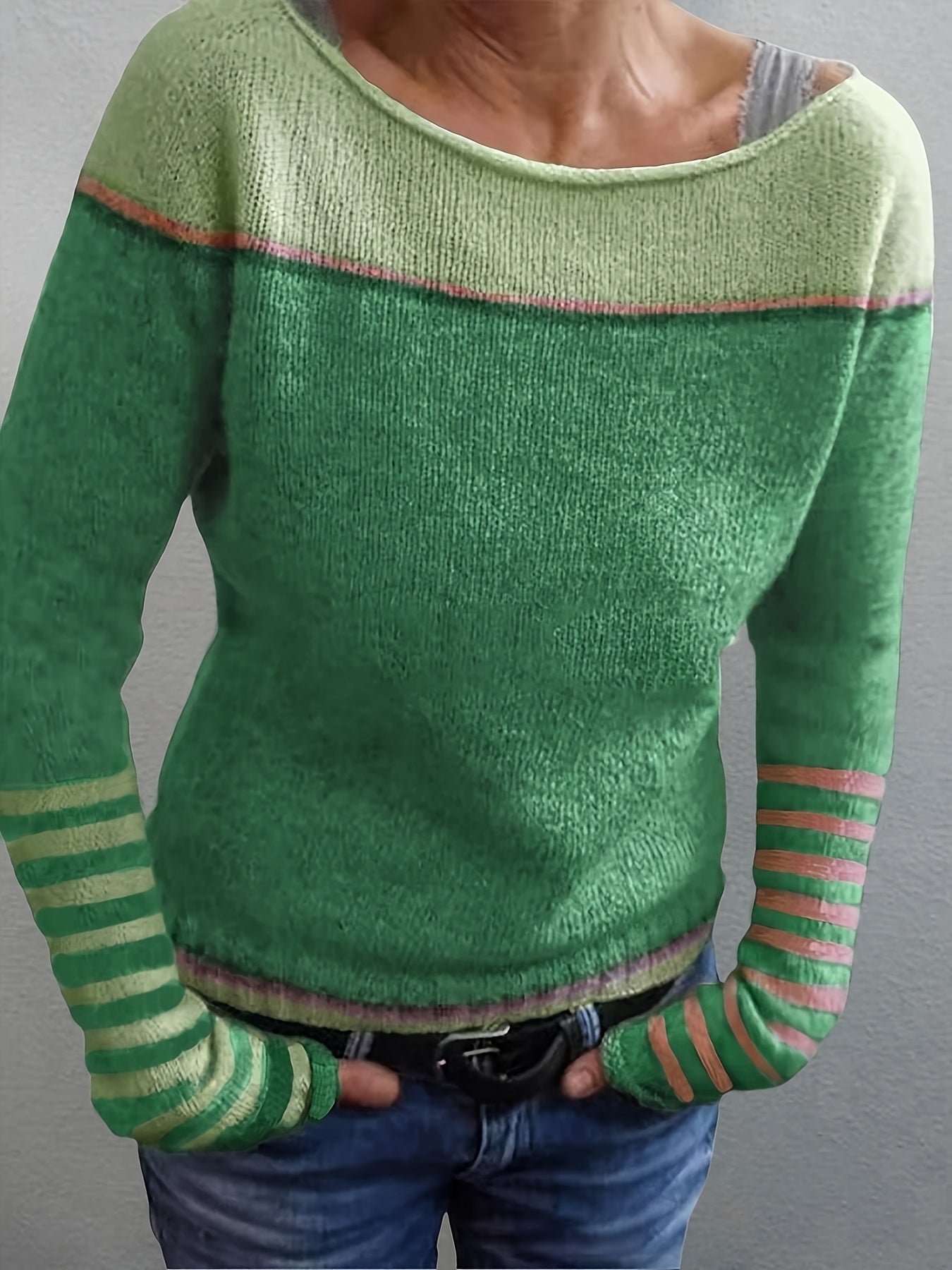 Leila™ | Casual Striped and Color Block Sweater