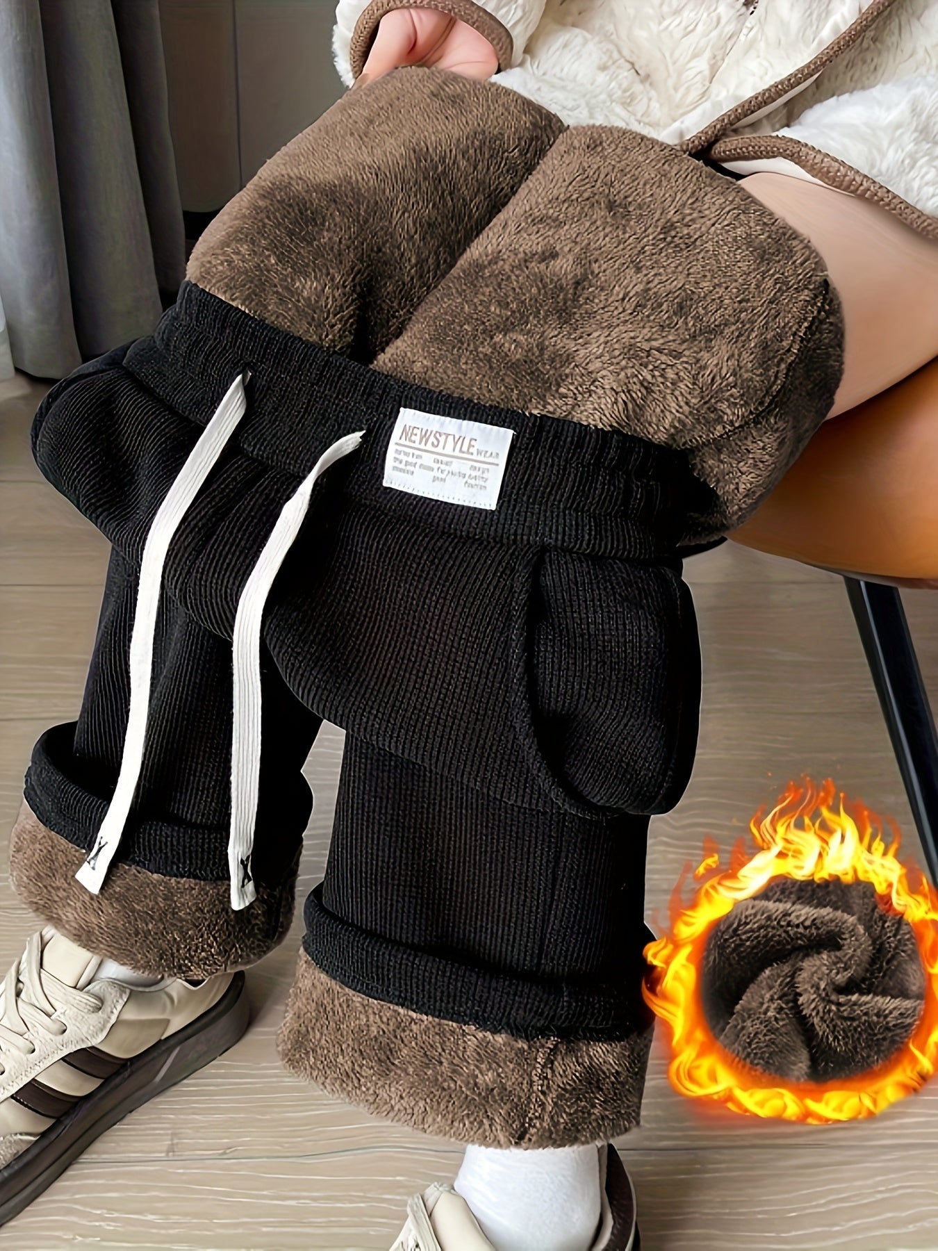 Cerelia™ | Fleece-Lined Corduroy Wide-Leg Lounge Pants