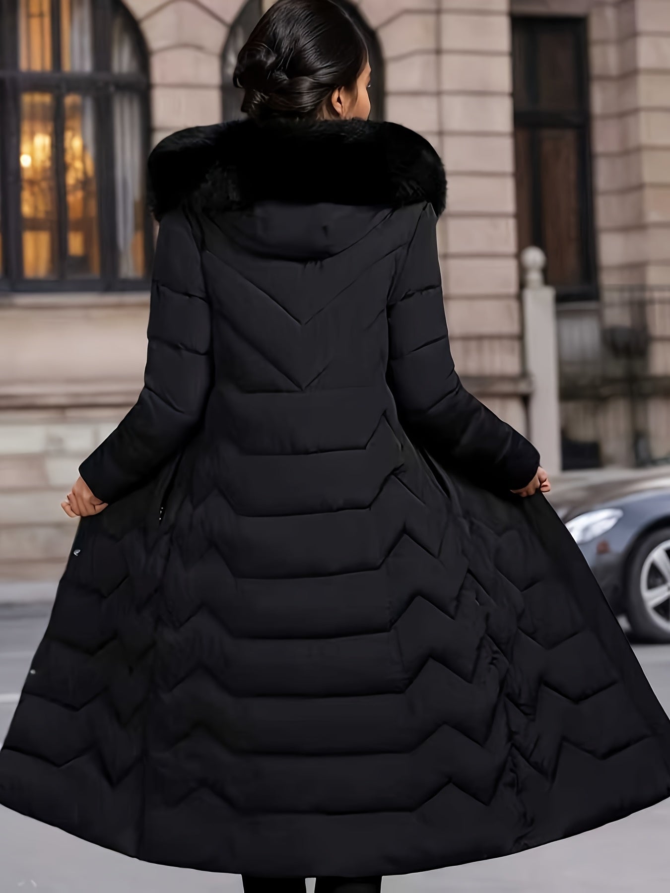 Perrine™ | Faux-Fur Collar Long Puffer Coat