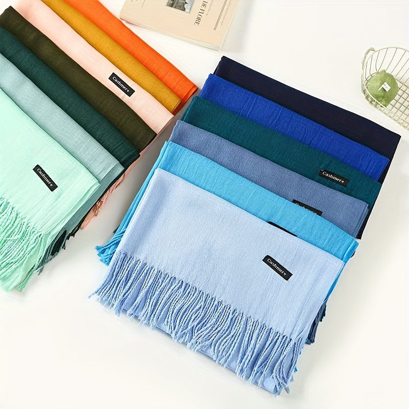 Susanna™ | Solid Fringe-Trim Oversized Scarf Shawl