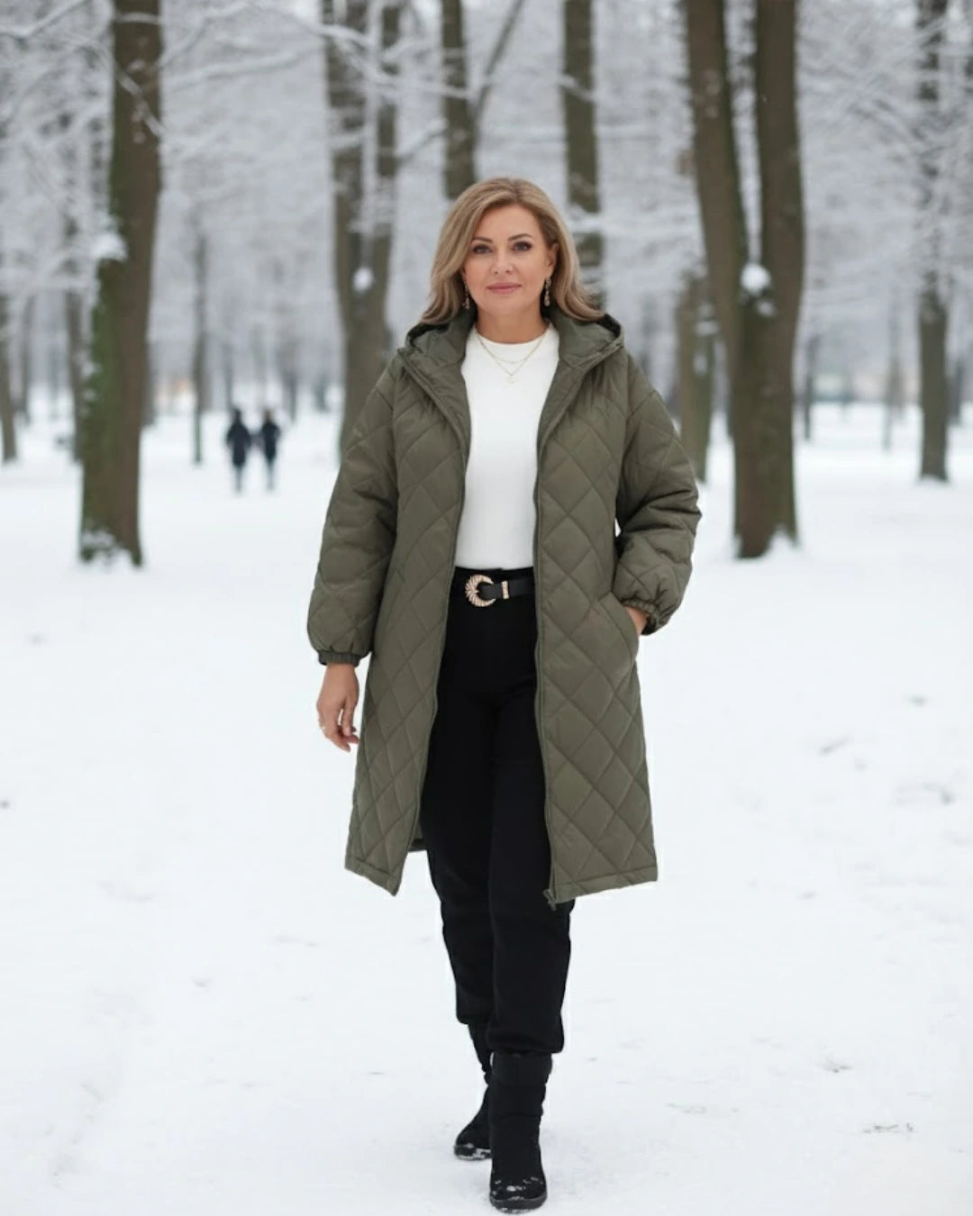 Calista™ | Quilted Zip-Front Hooded Longline Puffer Coat Plus-Size