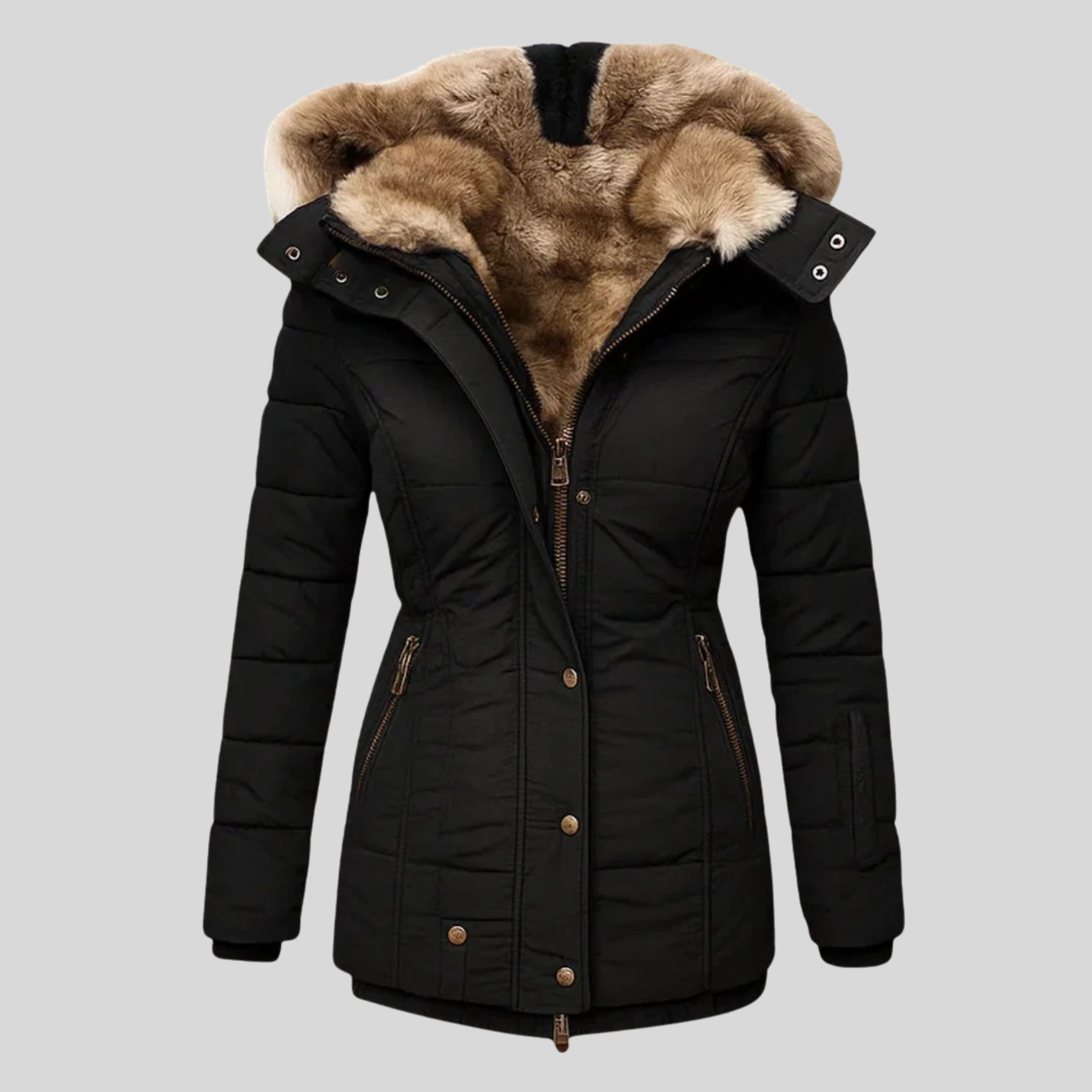 Bochra™ | Faux-Fur Hood Quilted Parka Coat