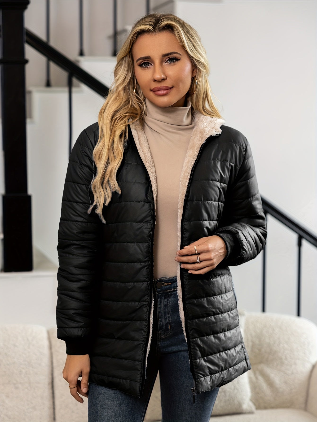 Sophia™ | Sherpa-Lined Quilted Puffer Jacket