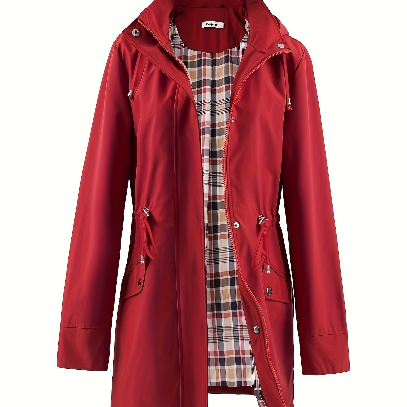 kouky™ | Waterproof Plaid-Lined Drawstring-Waist Parka Coat
