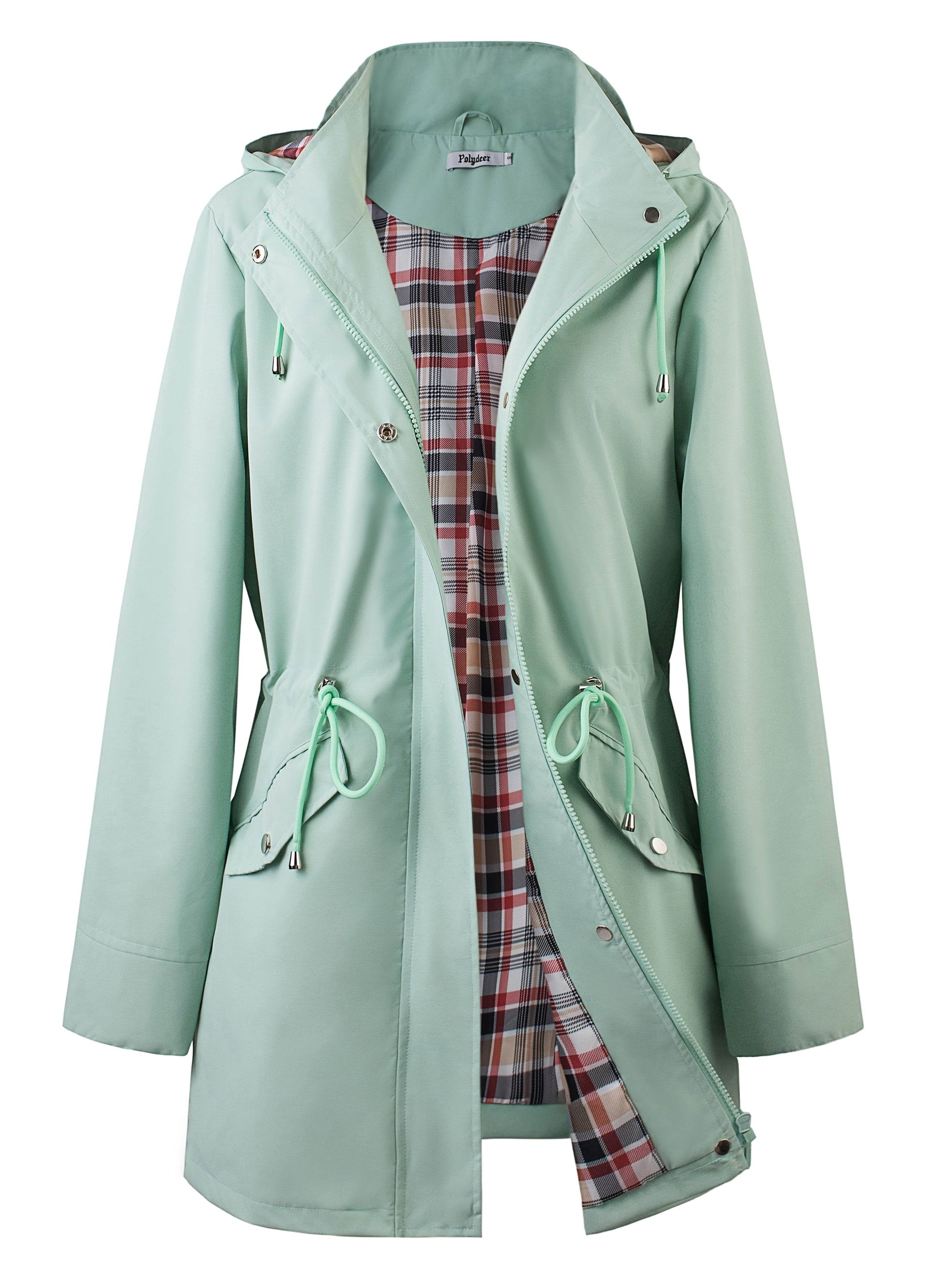 kouky™ | Waterproof Plaid-Lined Drawstring-Waist Parka Coat