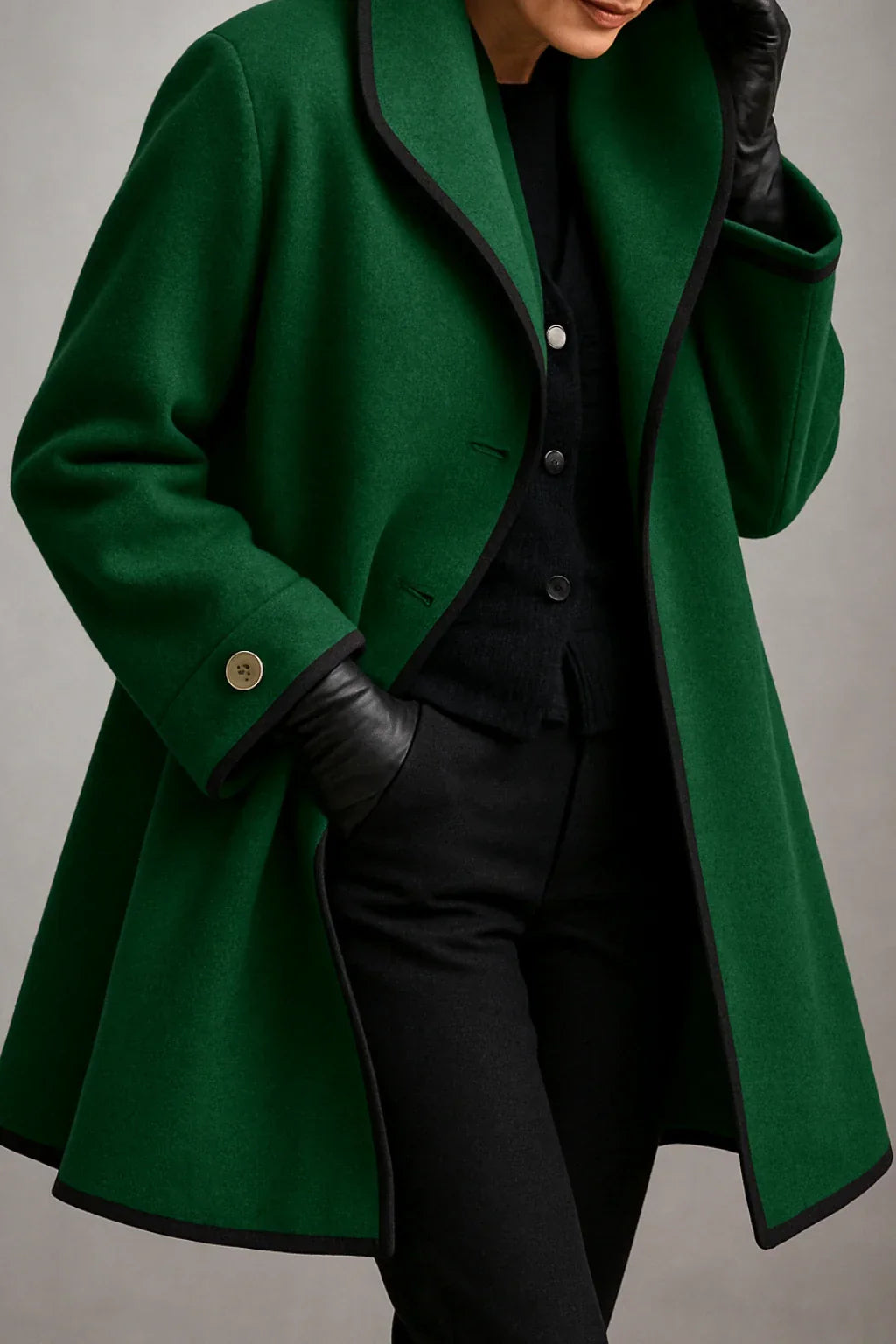 Synthia™ | Long Coat with Shawl Collar
