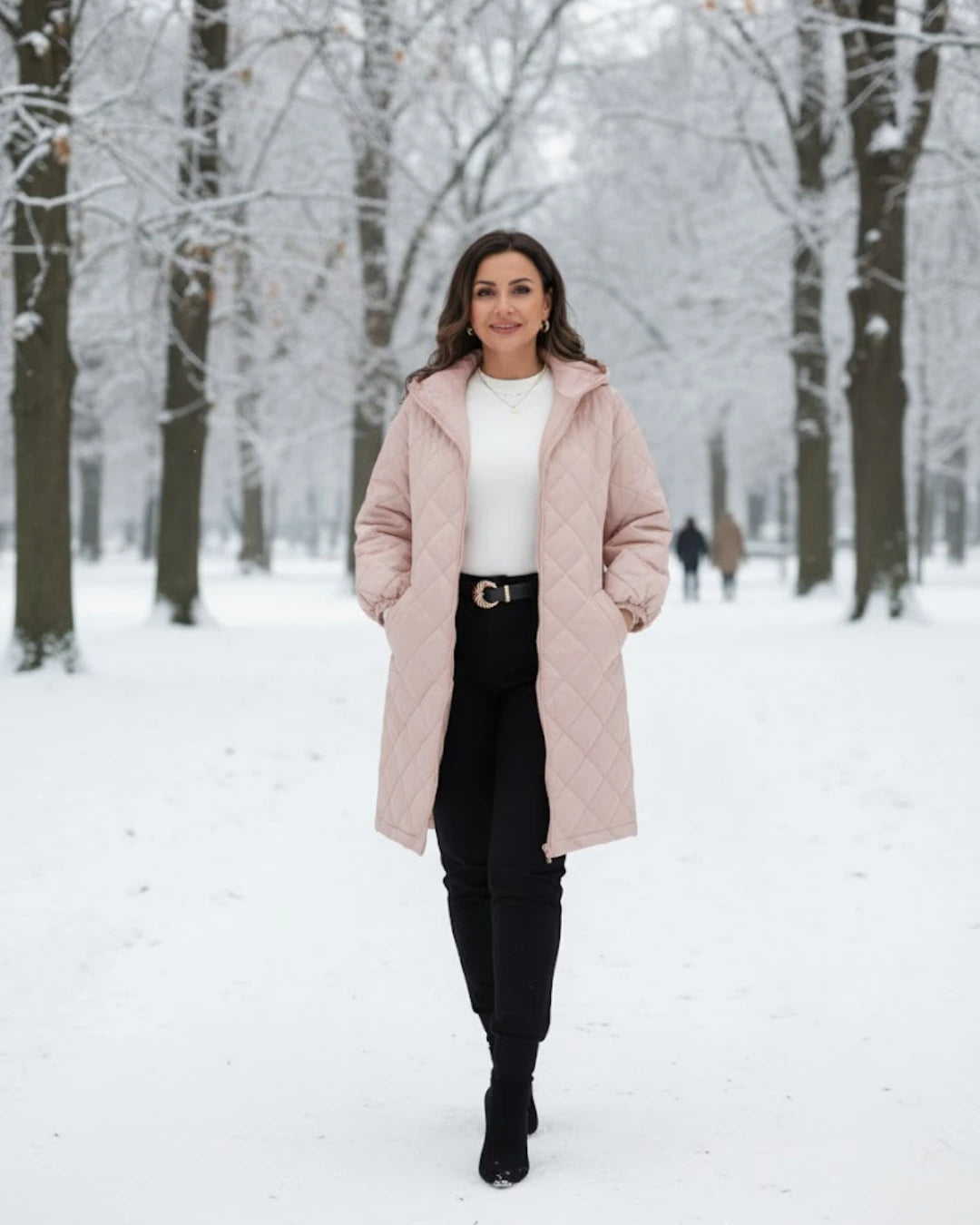 Calista™ | Quilted Zip-Front Hooded Longline Puffer Coat Plus-Size