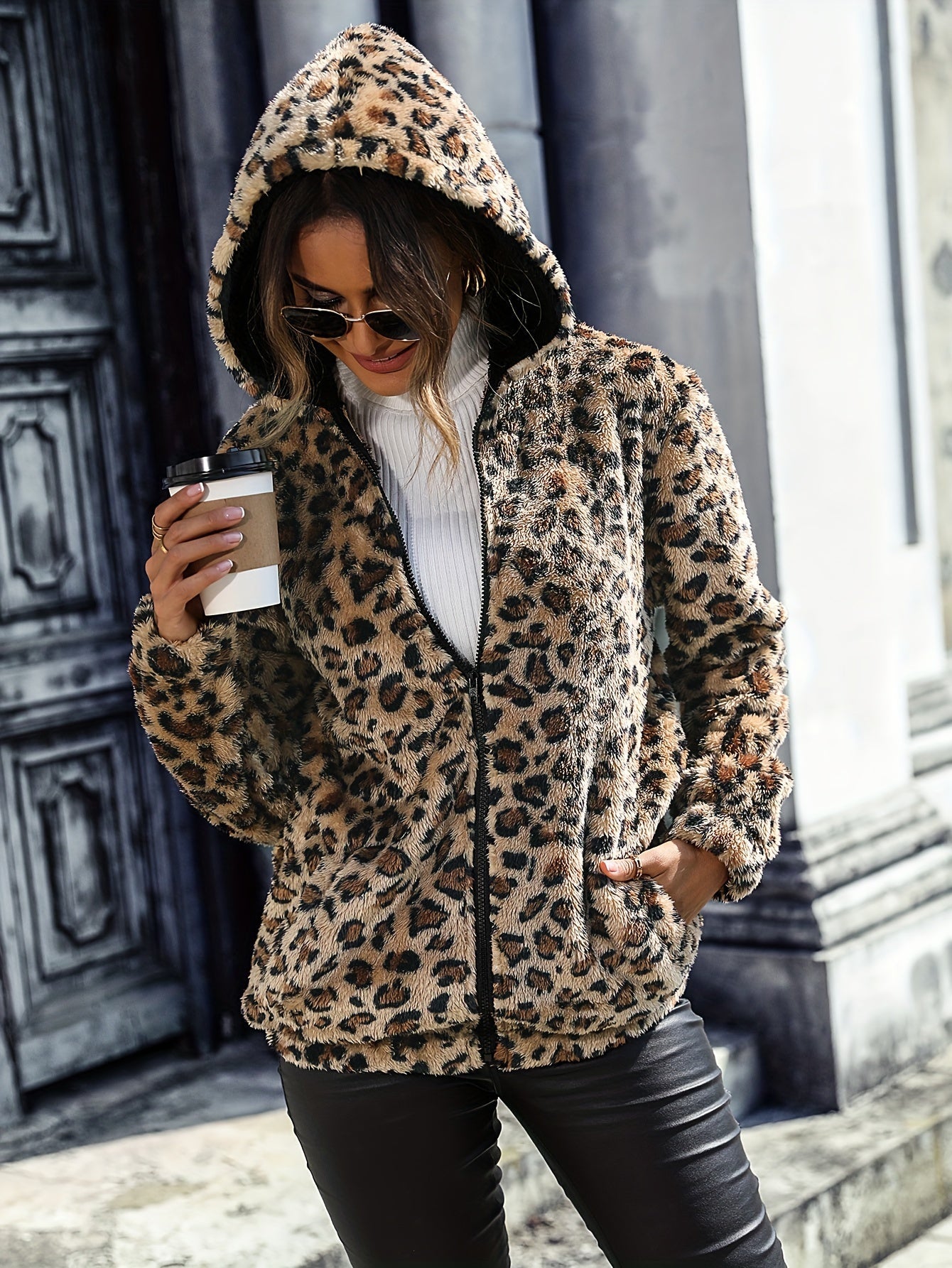 Leopa™ | Hooded Teddy Coat with Zipper