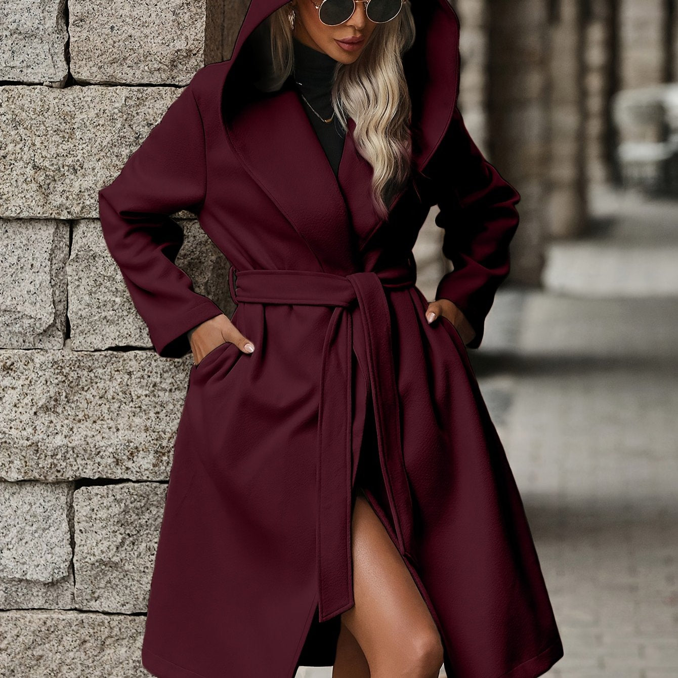 Alexia™ | Tie-Belt Wide-Lapel Wrap Coat