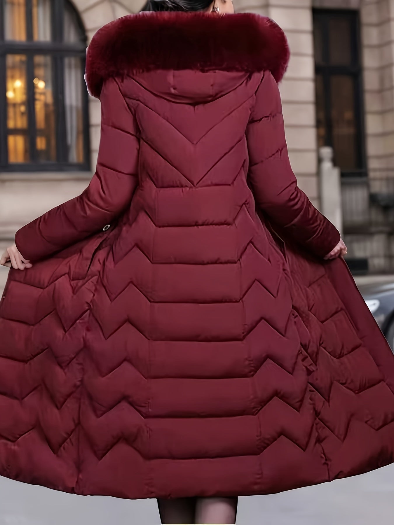 Perrine™ | Faux-Fur Collar Long Puffer Coat