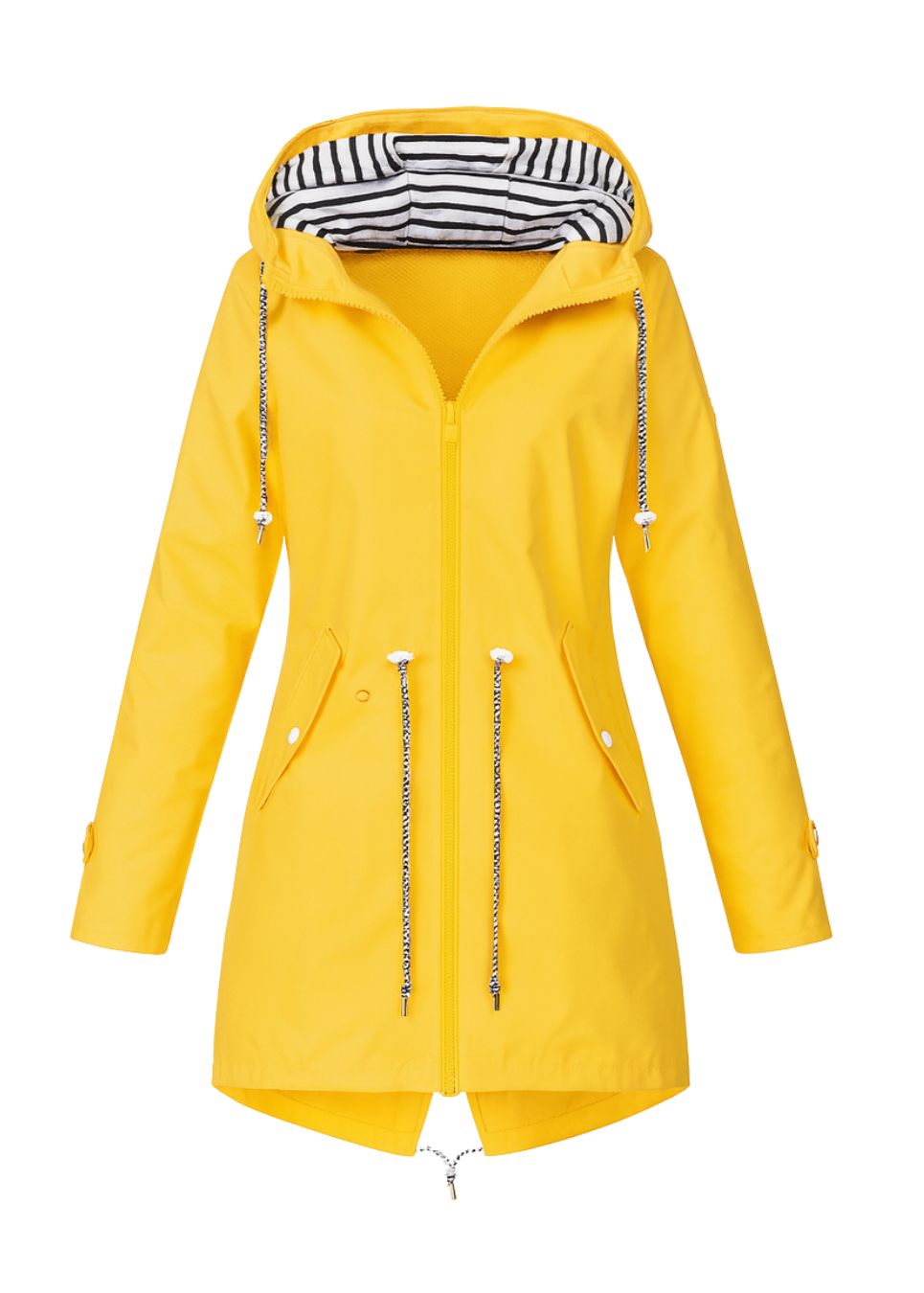 Rebecca™ | Striped-Lined Drawstring-Waist Hooded Parka Coat