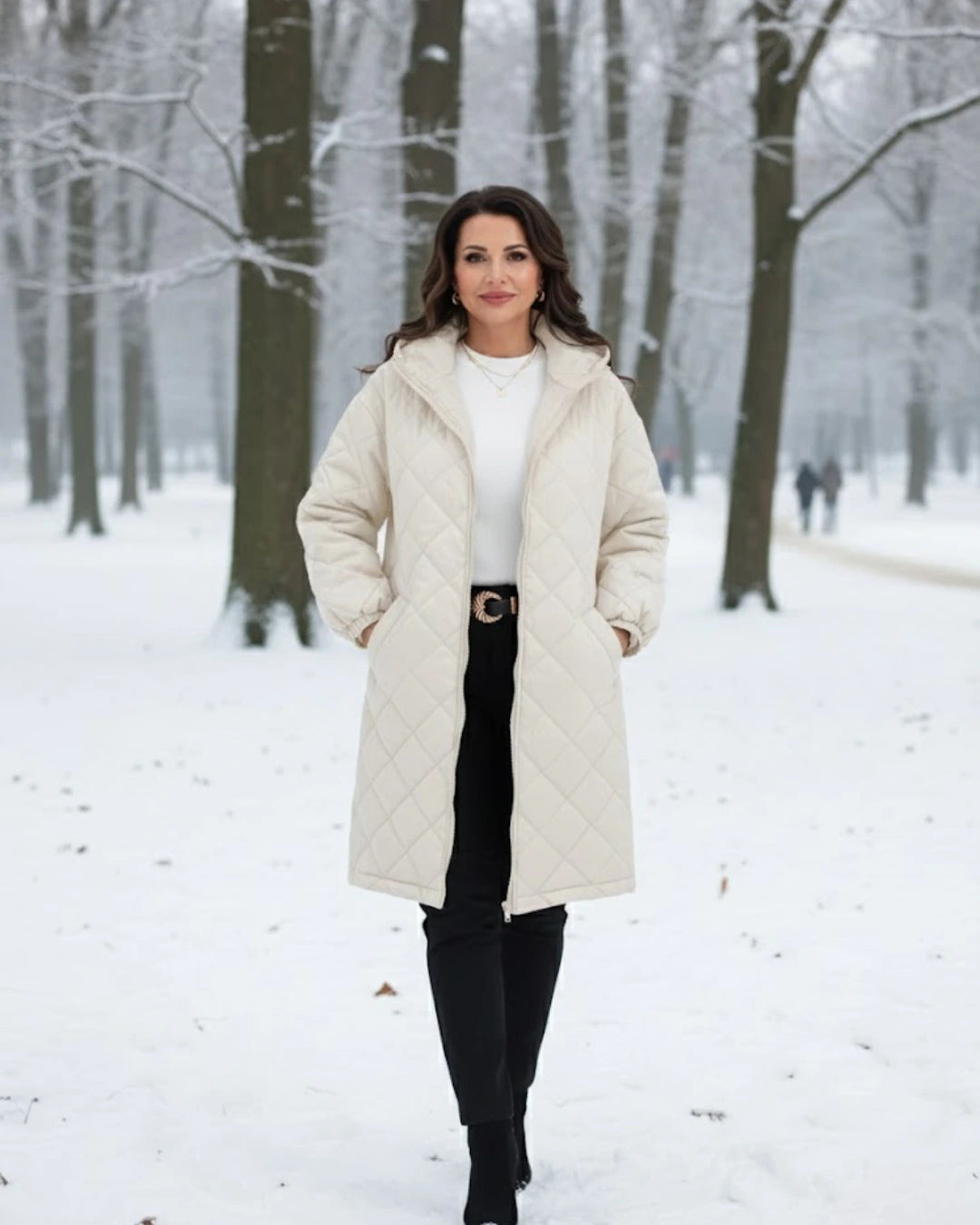 Calista™ | Quilted Zip-Front Hooded Longline Puffer Coat Plus-Size