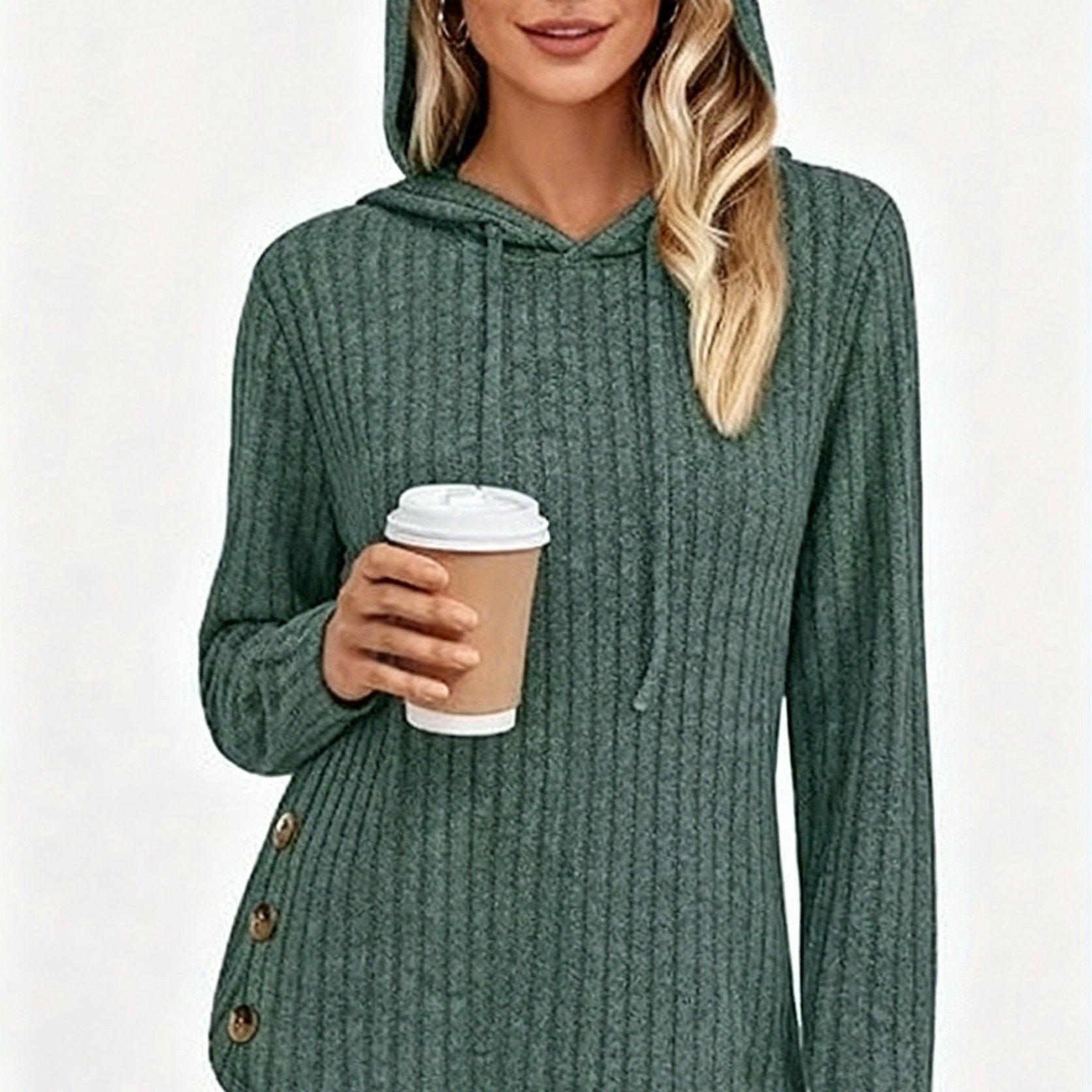 Victoria™ | Ribbed Knit Drawstring Hooded Sweater