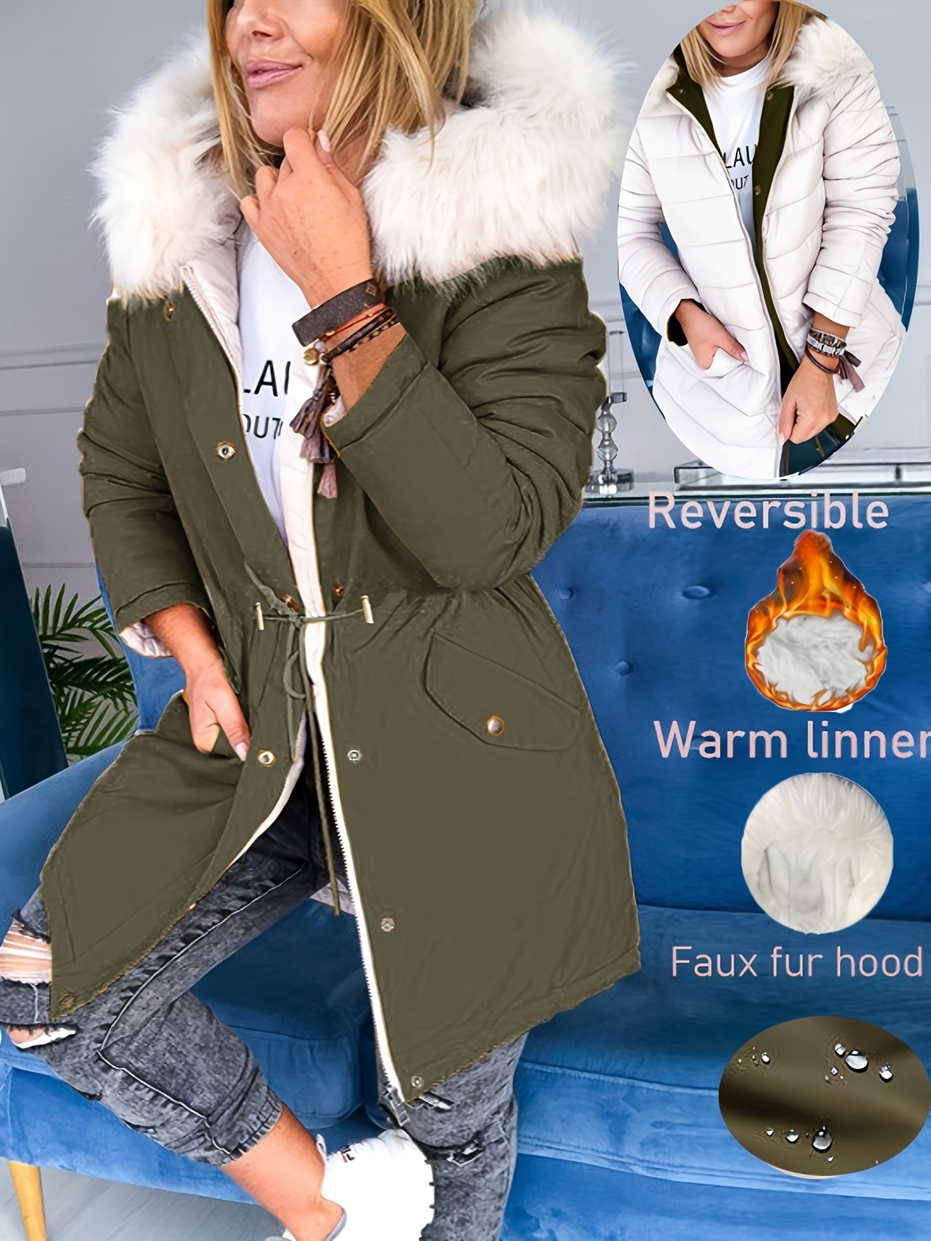 Olivia™ | Reversible Faux-Fur Hooded Parka Coat
