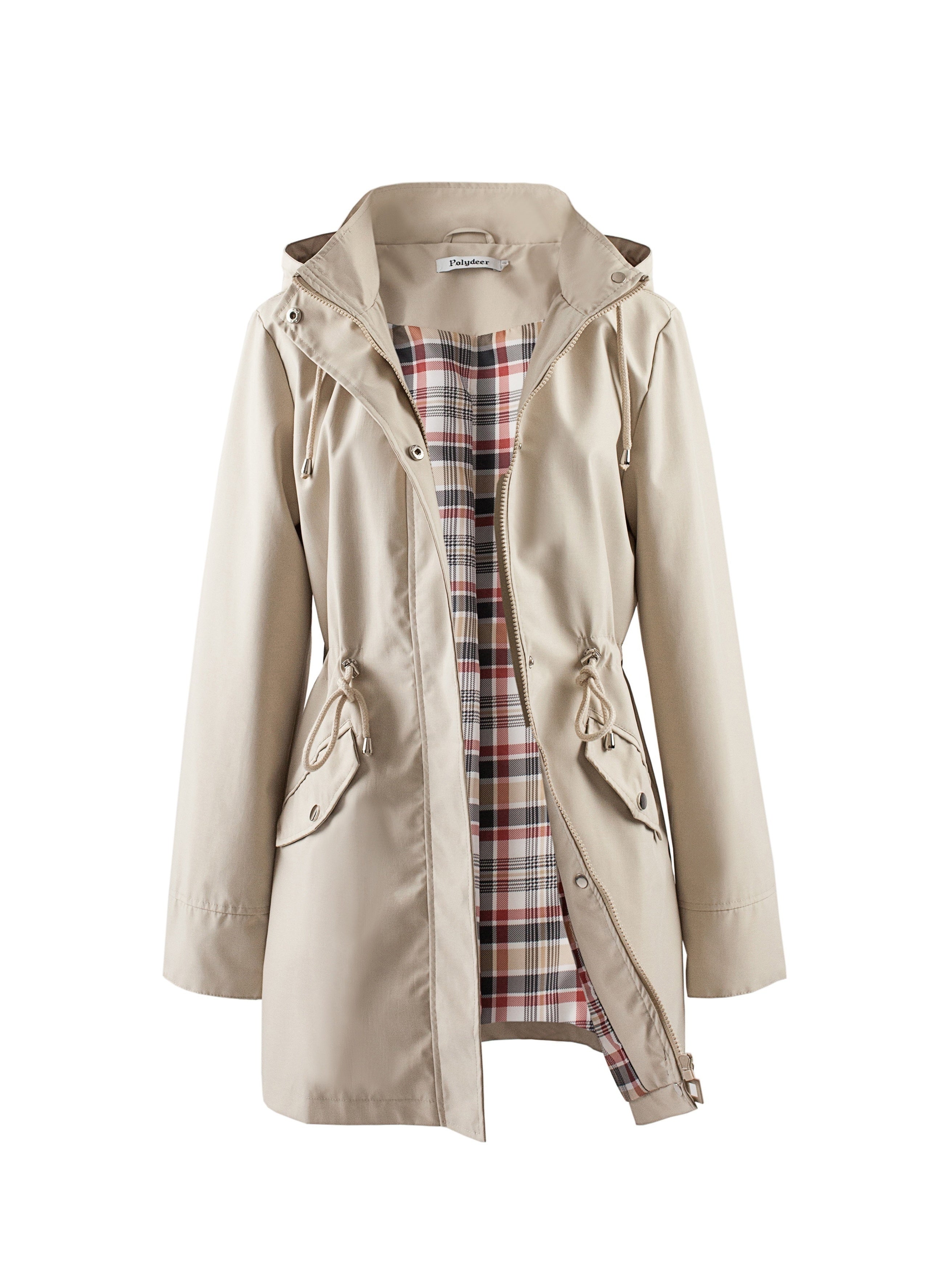 kouky™ | Waterproof Plaid-Lined Drawstring-Waist Parka Coat