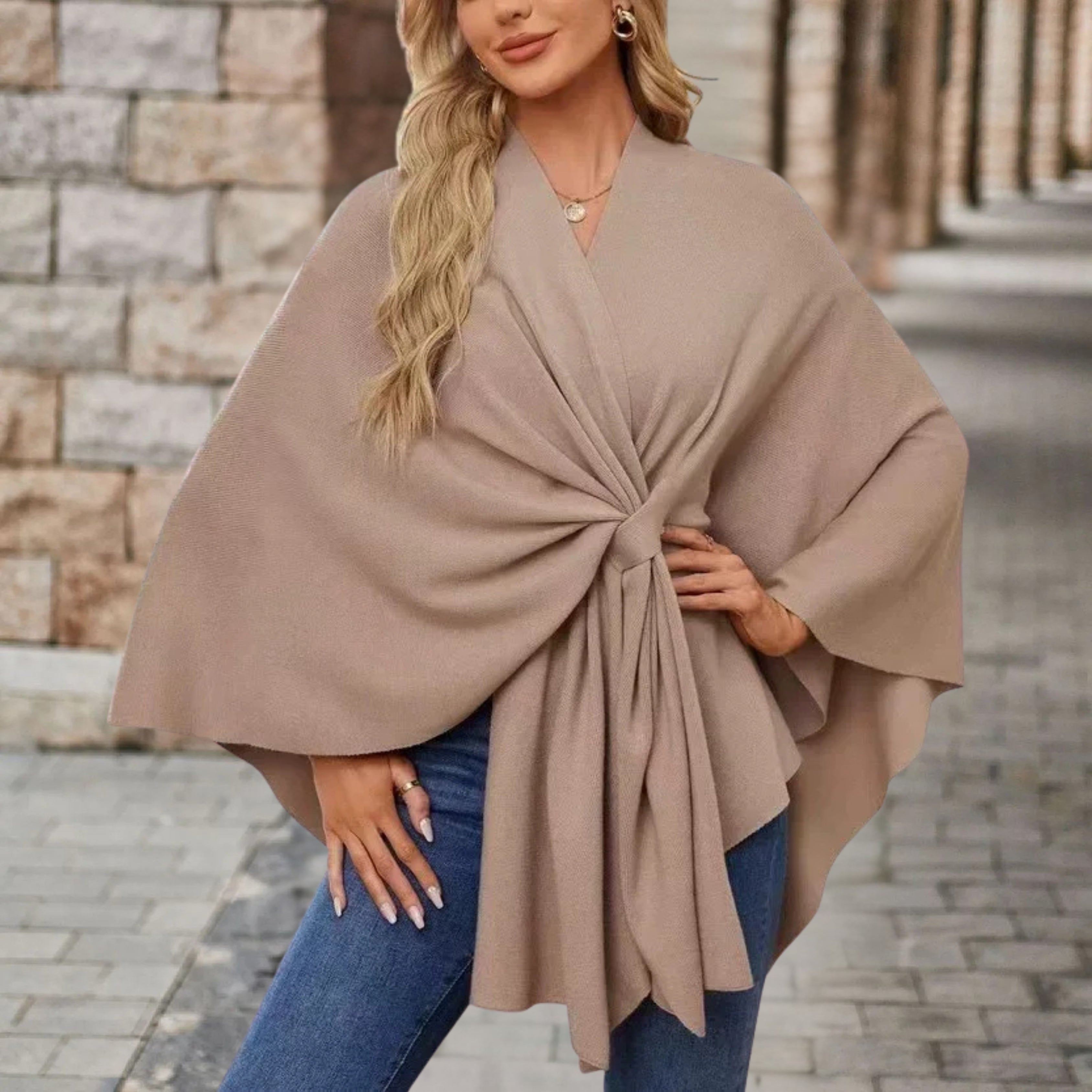 Raphaela™ | Hem Draped Poncho Cape