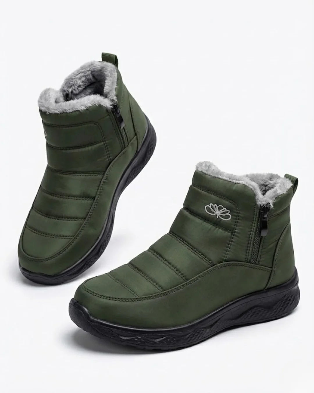 Odile™ | Quilted side-zip faux-fur winter ankle boots