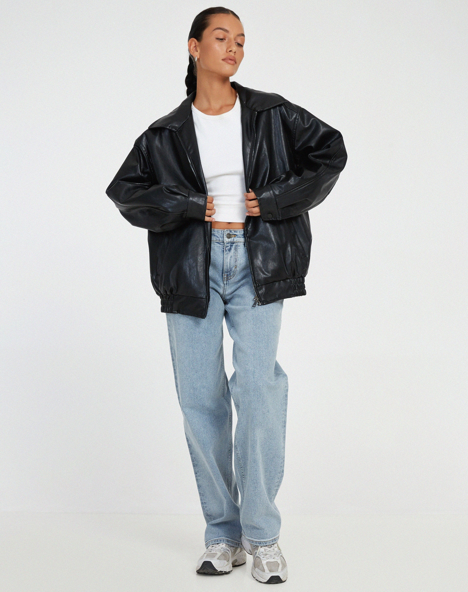 Loose Leather Jacket for Women