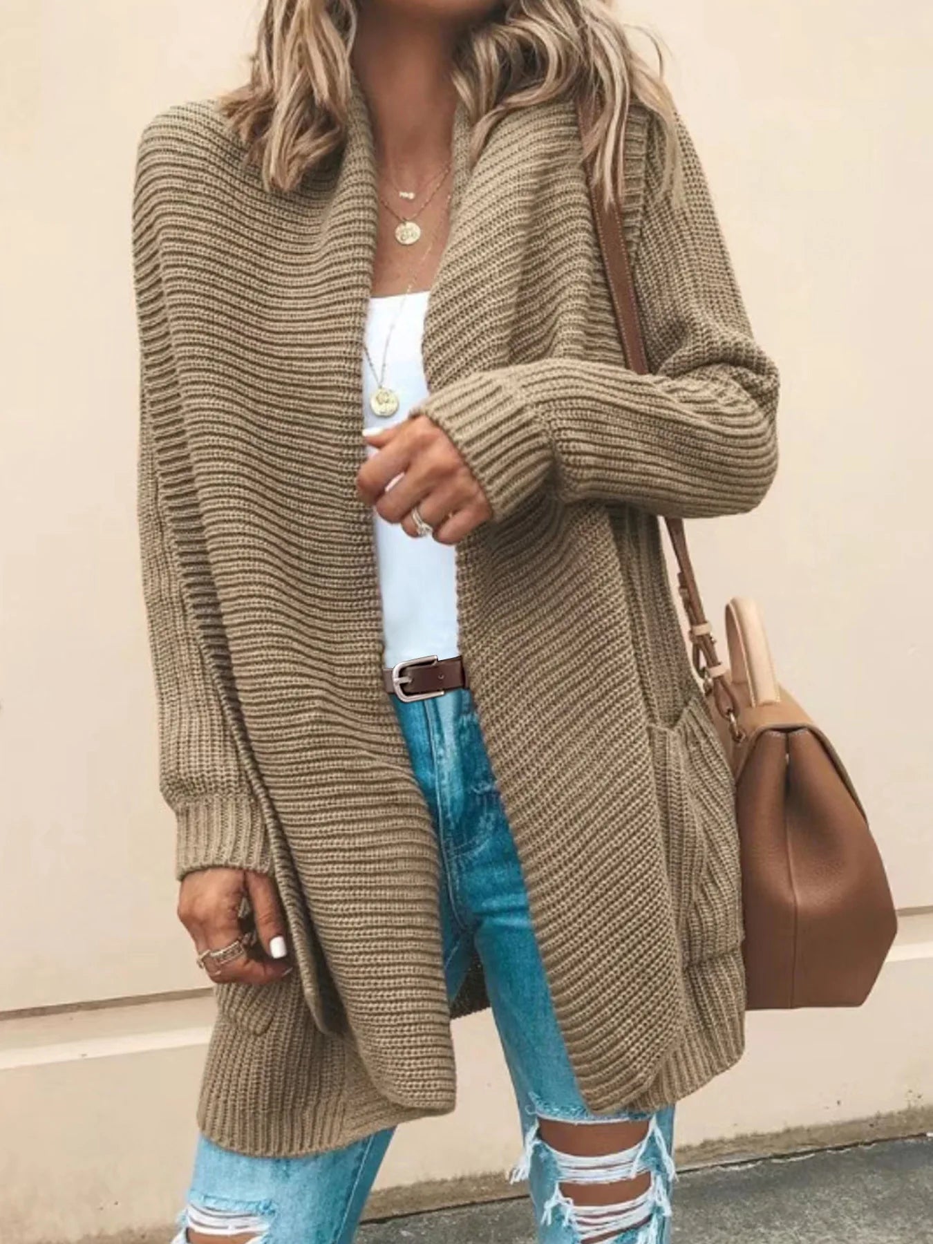 Isadora™ | Ribbed Knit Open-Front Long Cardigan